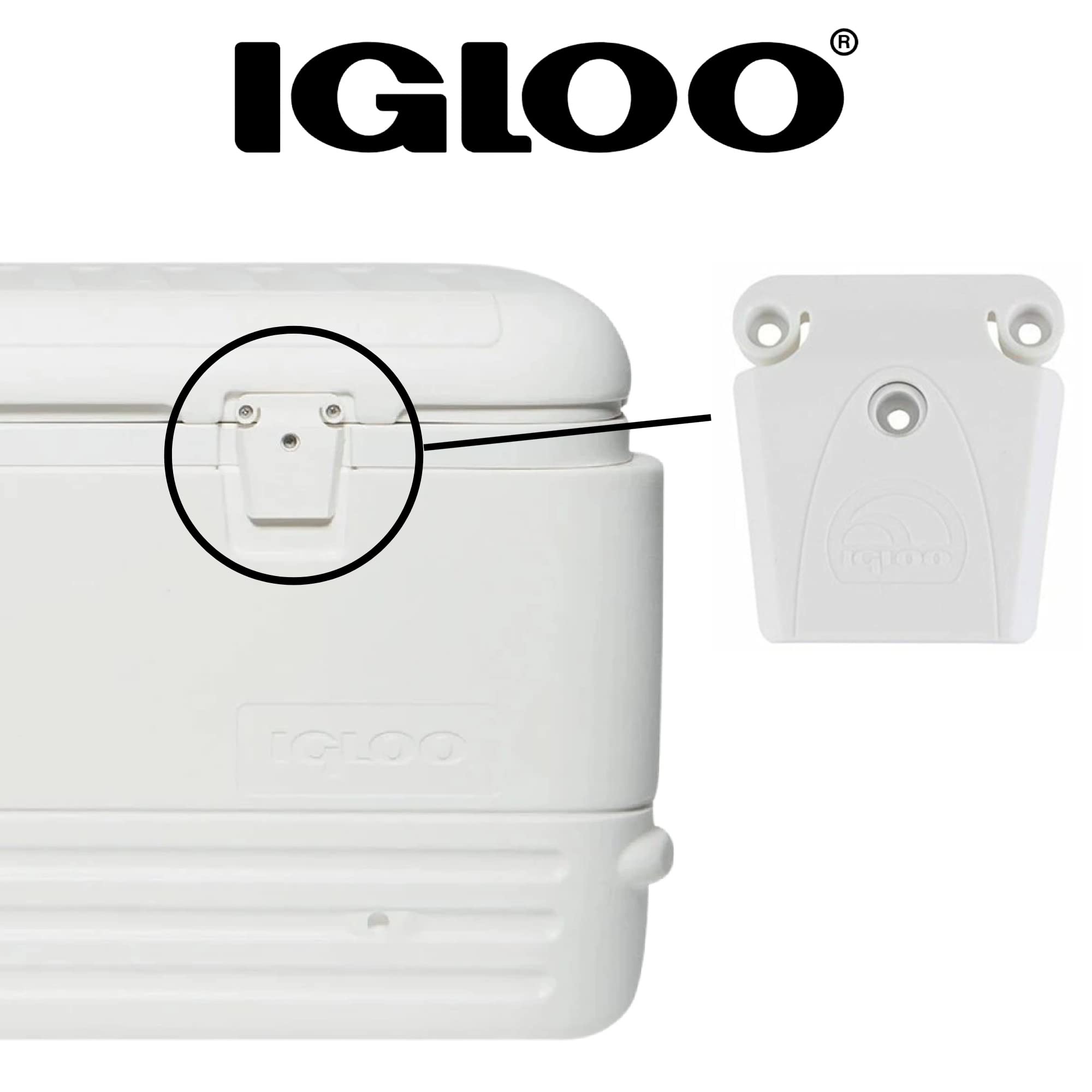 Igloo Cooler Plastic Parts Kit - Made in The USA - 2 Latches, 3 Hinges, Latch Post & Screws