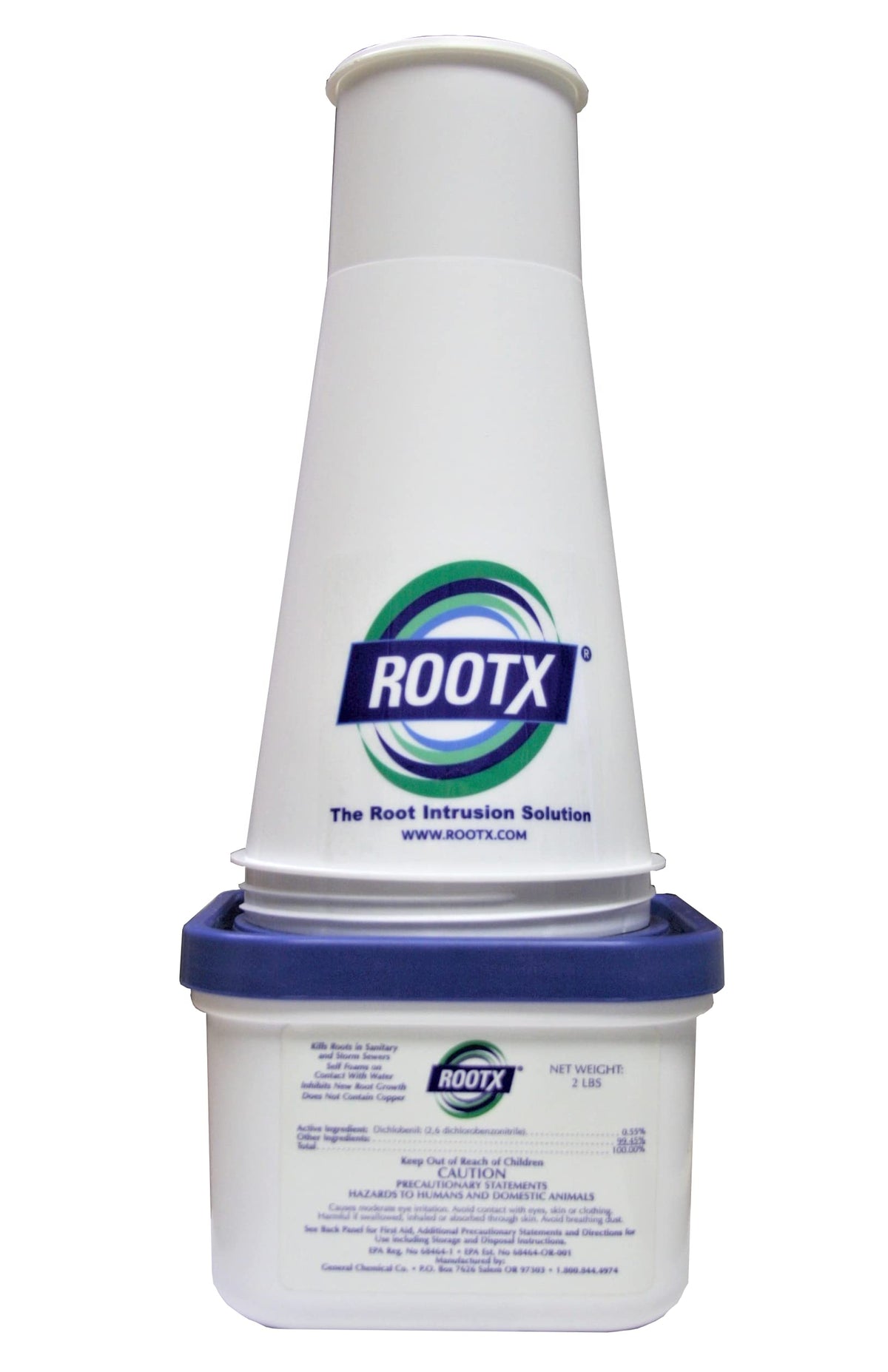 ROOTX - 2LB. DOSE mit Trichter/APPLIKATOR Schaumbildende Wurzelkontrolle für Abwasserleitungen und Kläranlagen