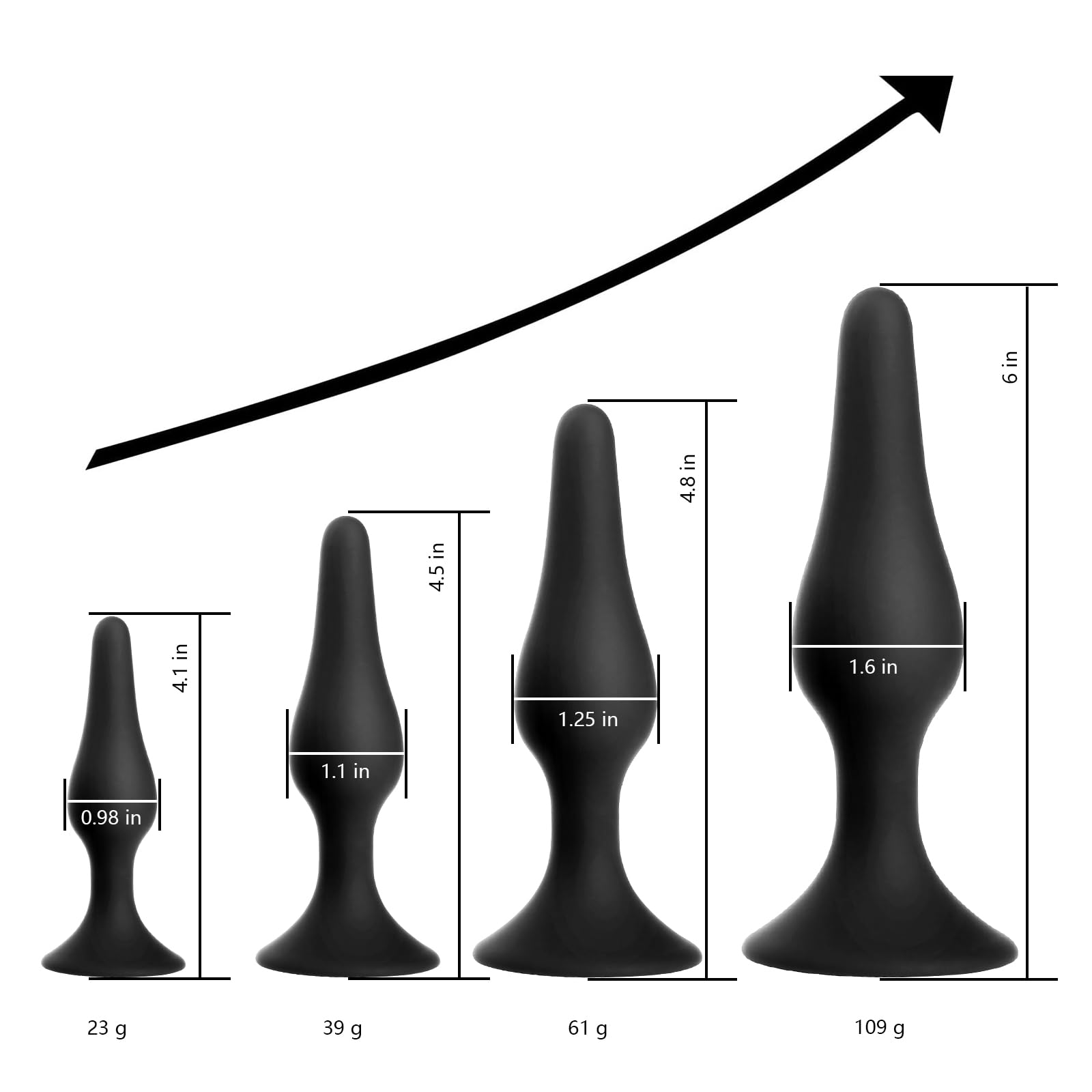 Hisionlee Sex Toys 5PCS Anal Plug Set Silicone Anal Butt Plug Adult Sex Toys for Women,Men and Beginners(Black)