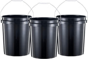 United Solutions 5 Gallon Bucket Heavy Duty Plastic Bucket Comfortable Handle Easy to Clean Perfect for on The Job Home Improvement or Household Cleaning; Black , 3 Count