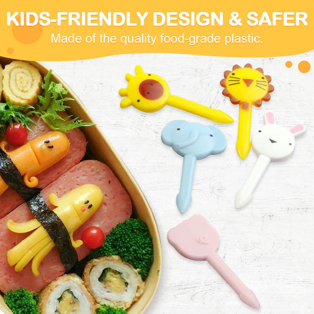 150 Pcs Animal Food Picks for Kids, Vicuna R Fun Kids Food Picks for Bento Box Accessories, Reusable Toddler Fruit Toothpicks, Cute Kids Lunch Accessories for Picky Eater BPA-Free