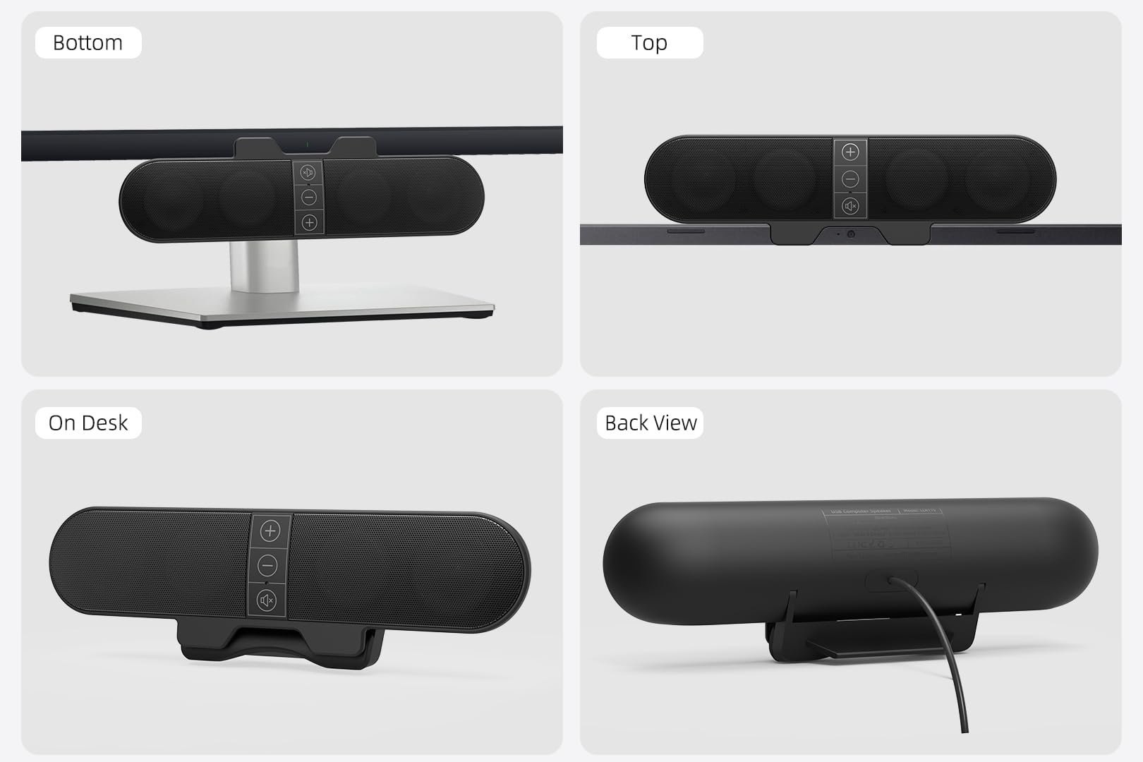 Computer Speakers for Desktop PC Monitor, USB Plug-in, Wired, Computer Soundbar for PC, Laptop Speakers with Adaptive-Channel-Switching, Loud Sound, Deep Bass, USB C Adapter, Easy to Clip on Monitor