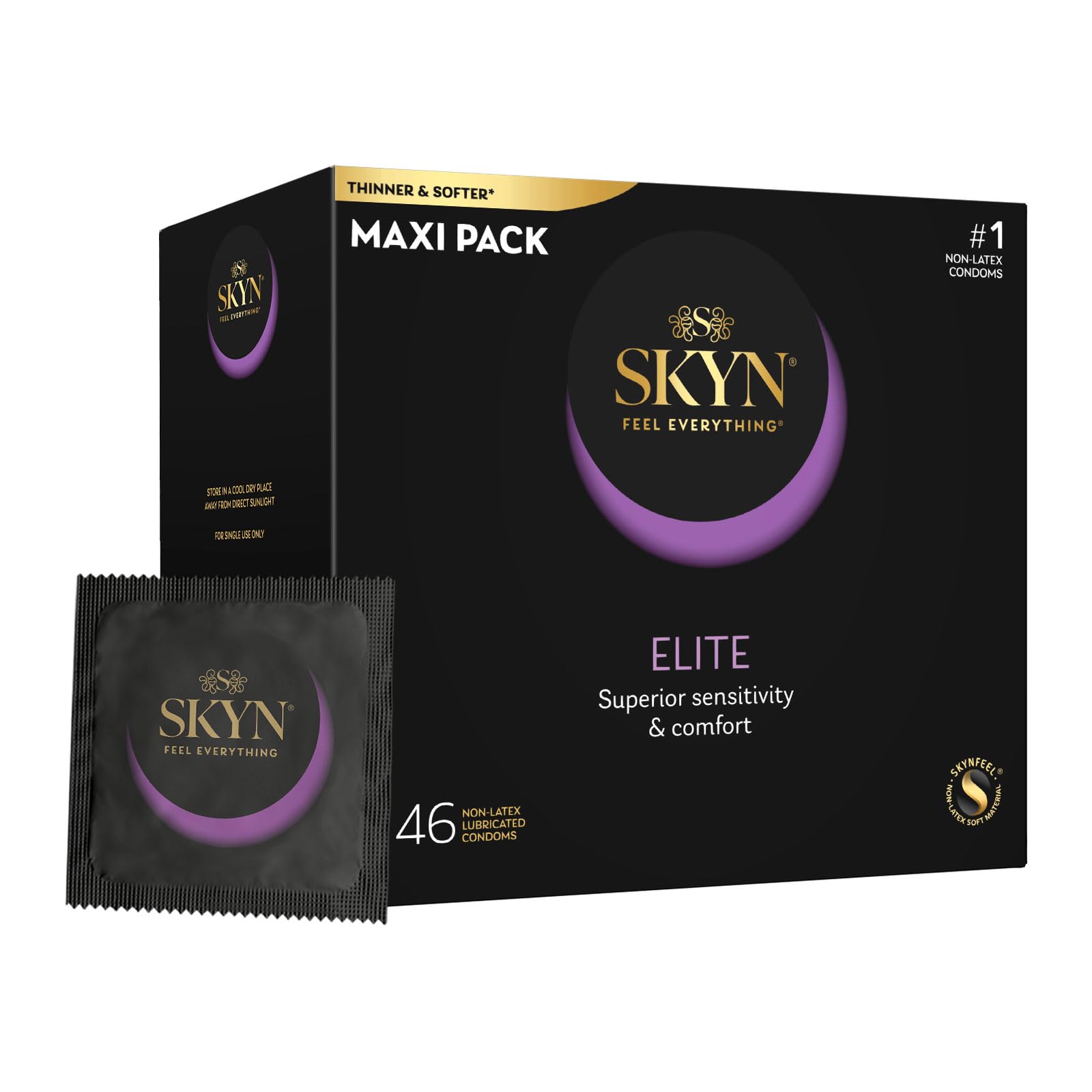 SKYN Elite Ultra-Dünn Kondome, Gleitbeschichtet, Latexfrei, 46 Stück