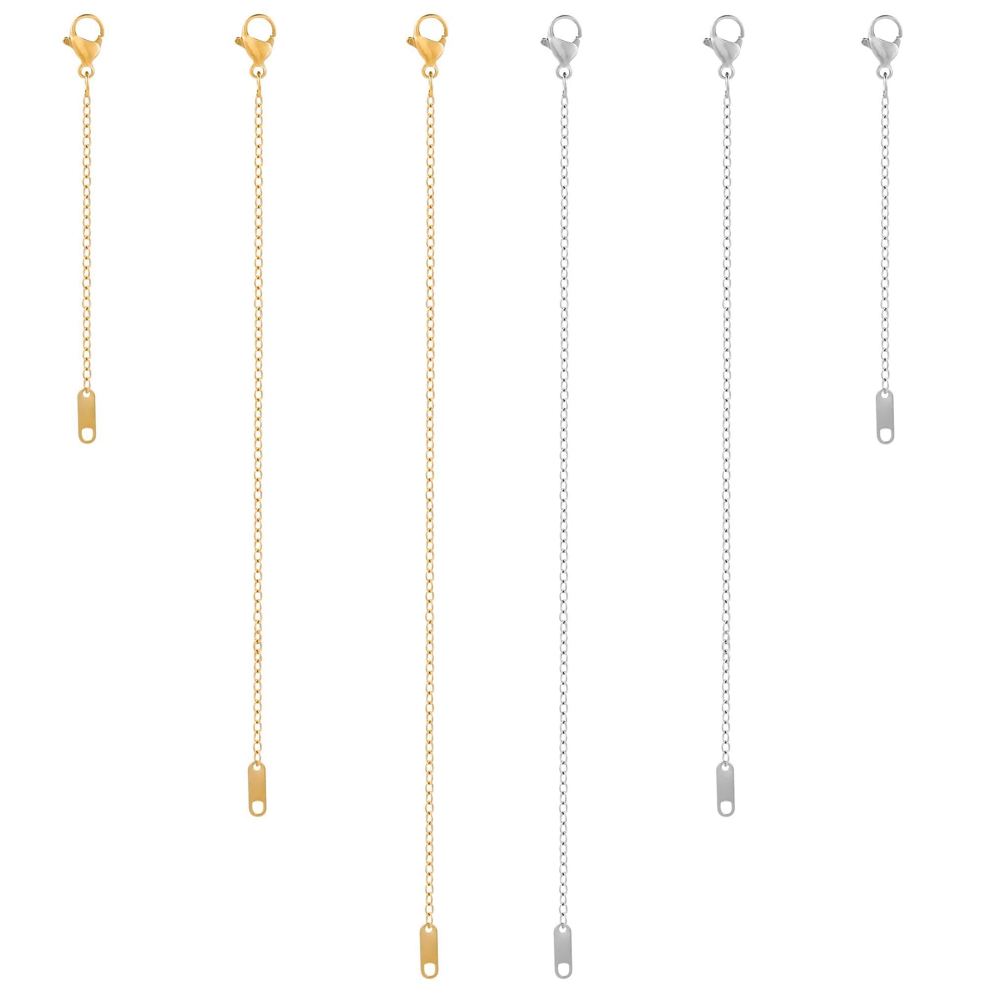KOPOX 6 Pcs Gold and Silver Plated Necklace Extenders for Necklaces, 2", 4", 6" Delicate Necklace Extender Chain Set for Women Jewelry Making