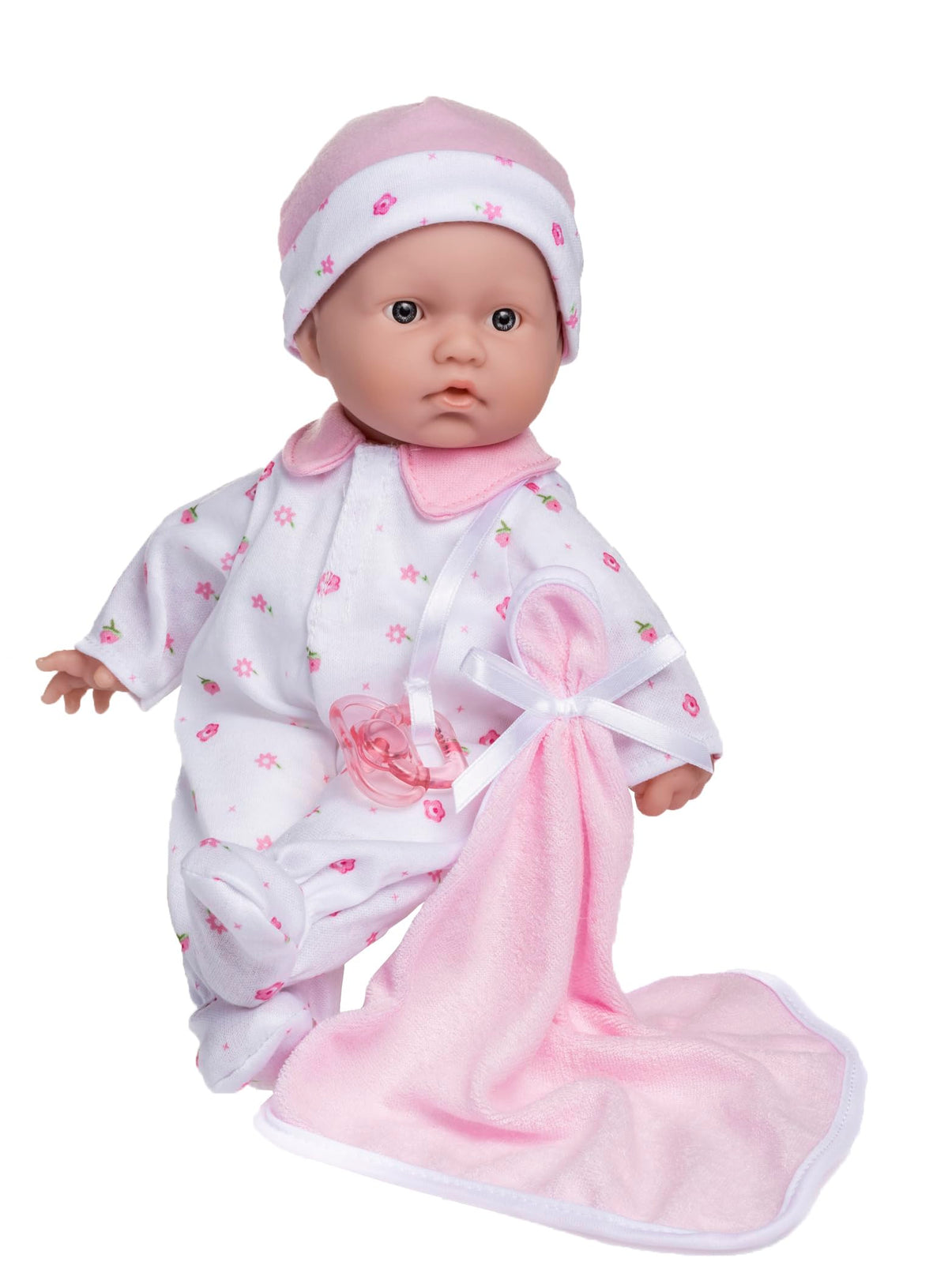 JC Toys La Baby Kaukasische Babypuppe Set – 28 cm große, weiche Babypuppe | Waschbar | Abnehmbares rosa Outfit mit Mütze und Decke | Für Kinder ab 12 Monaten