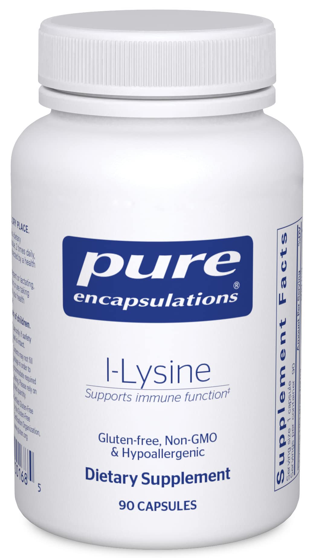 Pure Encapsulations L-Lysin – Essentielle Aminosäure als Nahrungsergänzungsmittel zur Unterstützung des Immunsystems & der Zahnfleisch- und Lippengesundheit* – mit L-Lysin HCl – 90 Kapseln