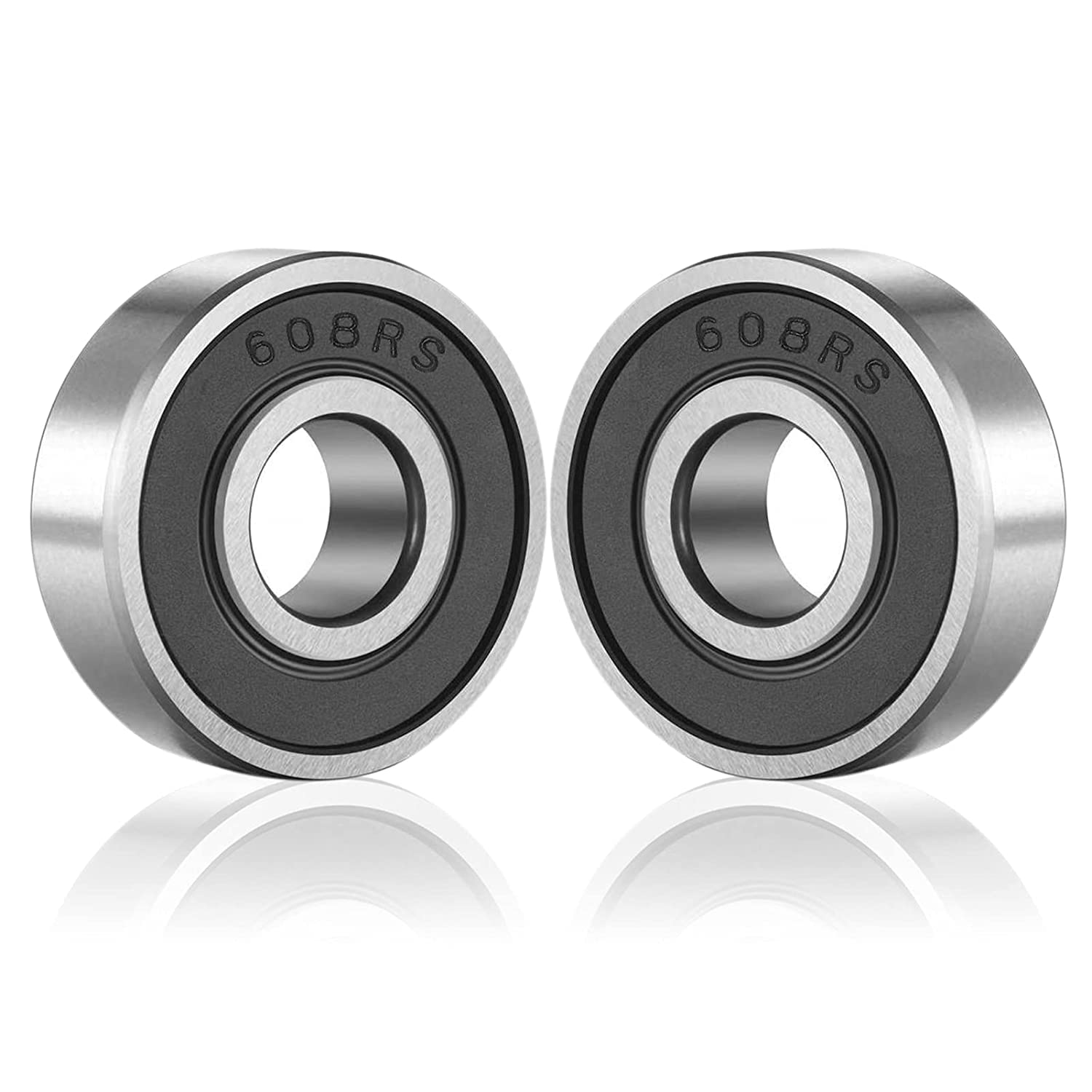 SHKI 20 Pcs 608 2RS Ball Bearings – Bearing Steel and Double Rubber Sealed Miniature Deep Groove Ball Bearings (8mm x 22mm x 7mm) (608 2RS)