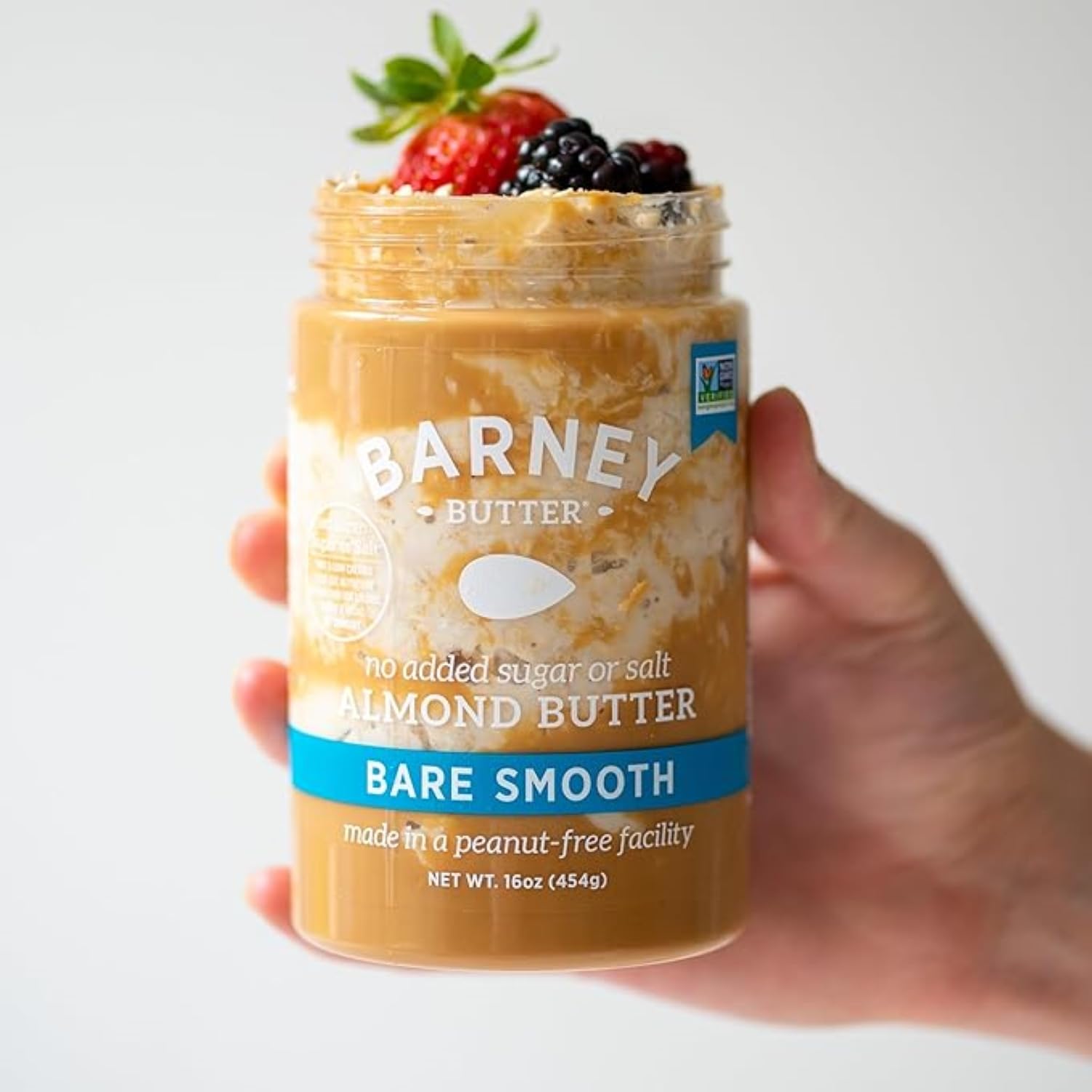 Barney Butter Almond Butter, Bare Smooth, 16 Ounce Jar, No Added Sugar or Salt, Skin-Free Almonds, No Stir, Non-GMO, Gluten Free, Keto, Paleo, Vegan