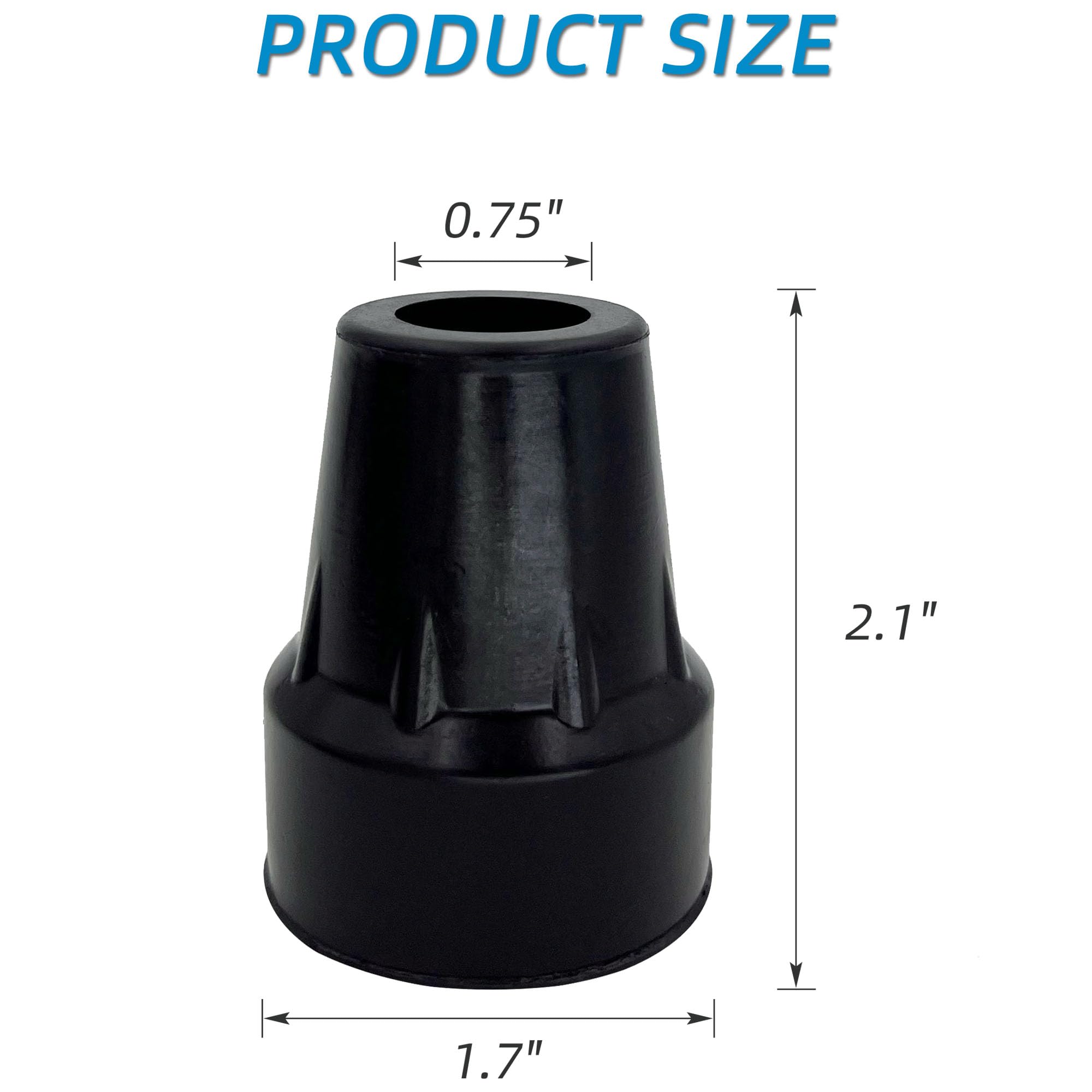 Replacement Cane Tips, 3/4 Inch, Black.