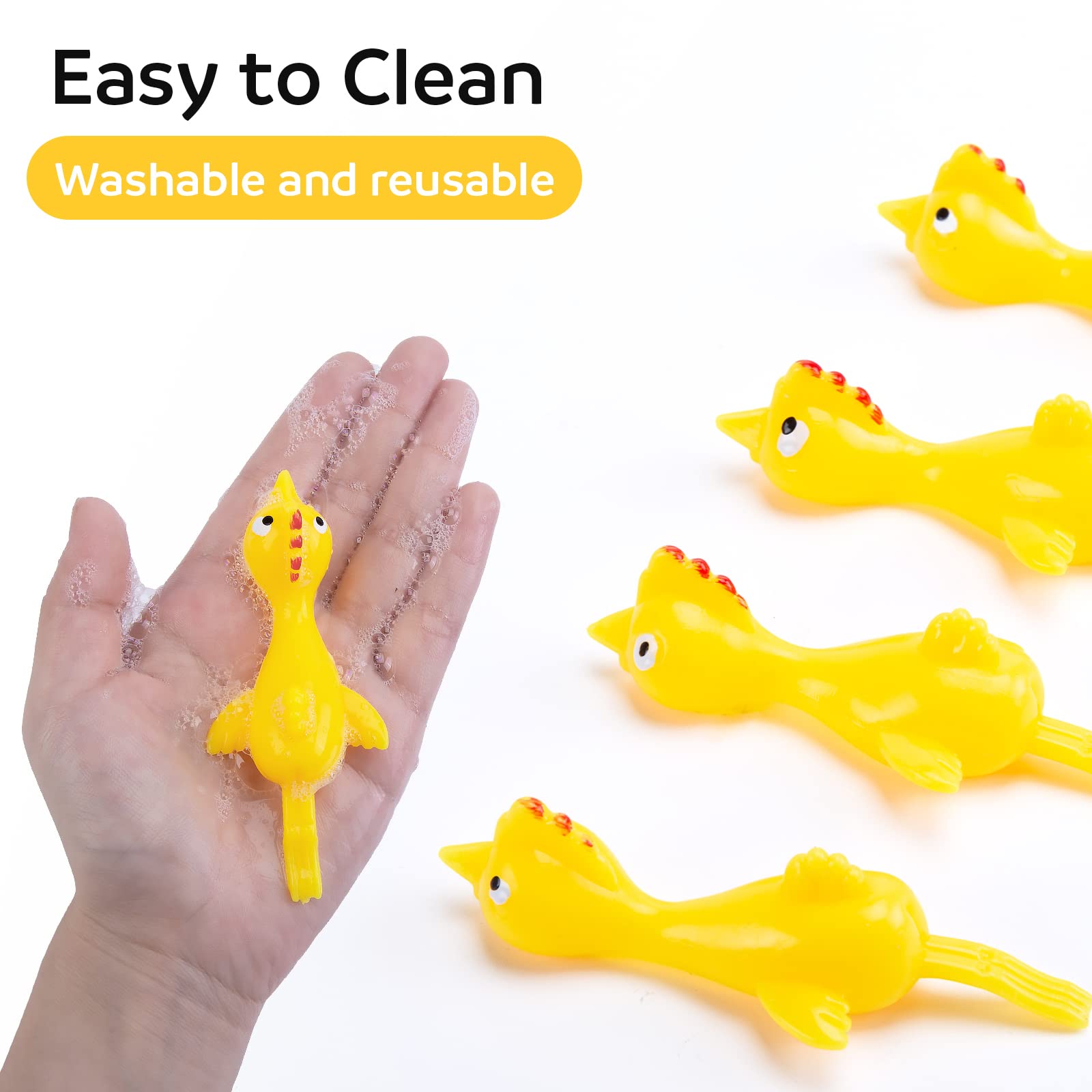 POPLAY 42PCS Flying Chicken Slingshot, Party Favors Treasure Box Toys for Classroom, Flicking Rubber Chickens Funny Gag Gift for Kids & Adults, Novelty Classroom Exchange Gifts