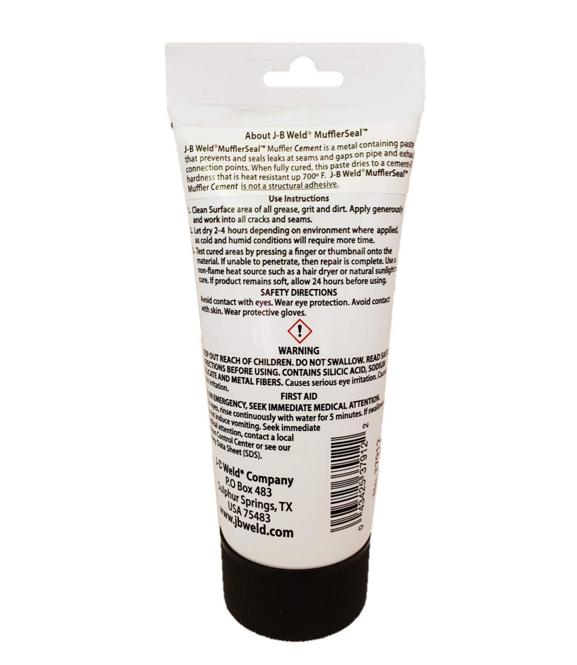 J-B Weld MufflerSeal Muffler Cement Plastic Tube 12 oz., Model Number: 37912