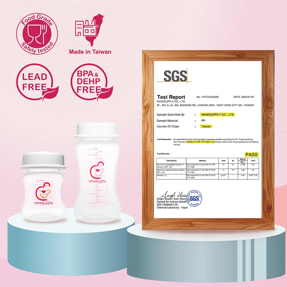 Nenesupply 9oz 4 Count Wide Neck Mouth Breastmilk Storage Bottle Breast Pump Bottles Use for Pumping with Spectra S1 S2 9 Plus Breast Pumps. Replace Spectra Bottles for Pumping Breastmilk Collection