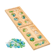 Regal Games Mancala Board Game - Fun Classic Table Game with Wooden Board for Adults & Kids - 48 Glass Mancala Beads & 2 Player Games - Ideal for Family Game Night, Travel (Ages 8+)