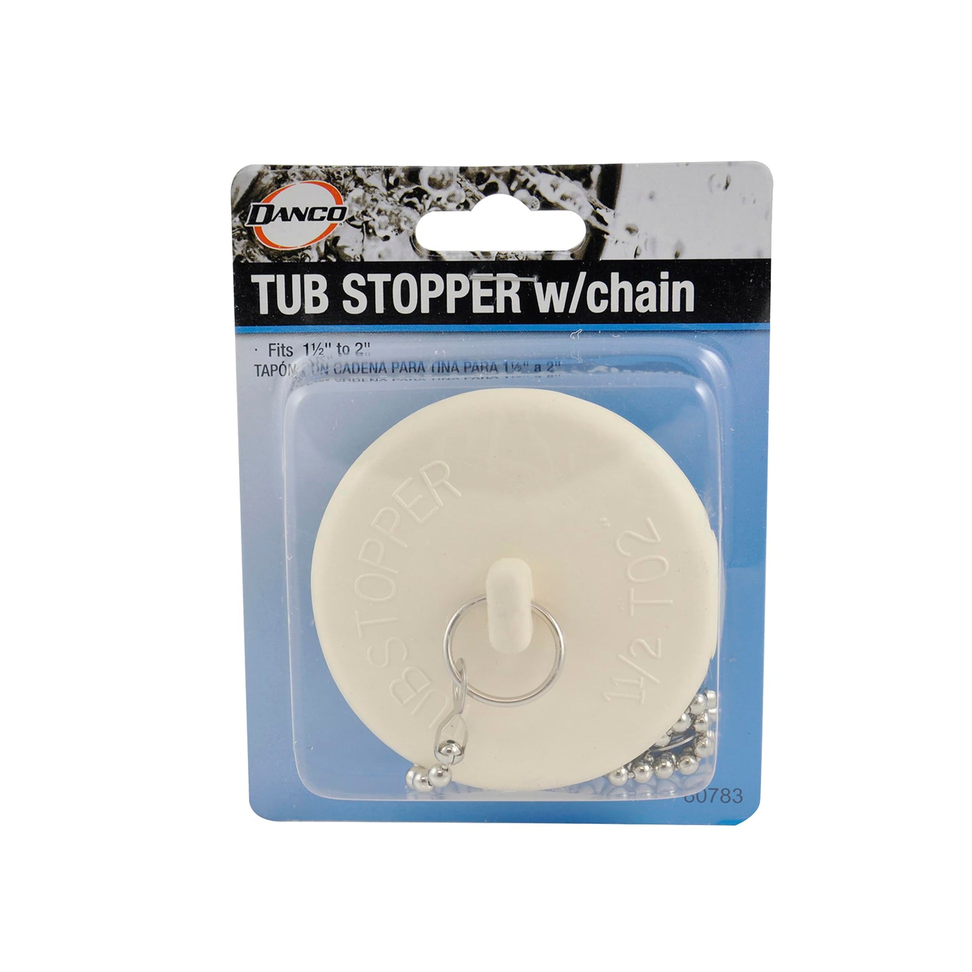 Danco 80783 Fit-All Rubber Stopper, Tub Drain, White