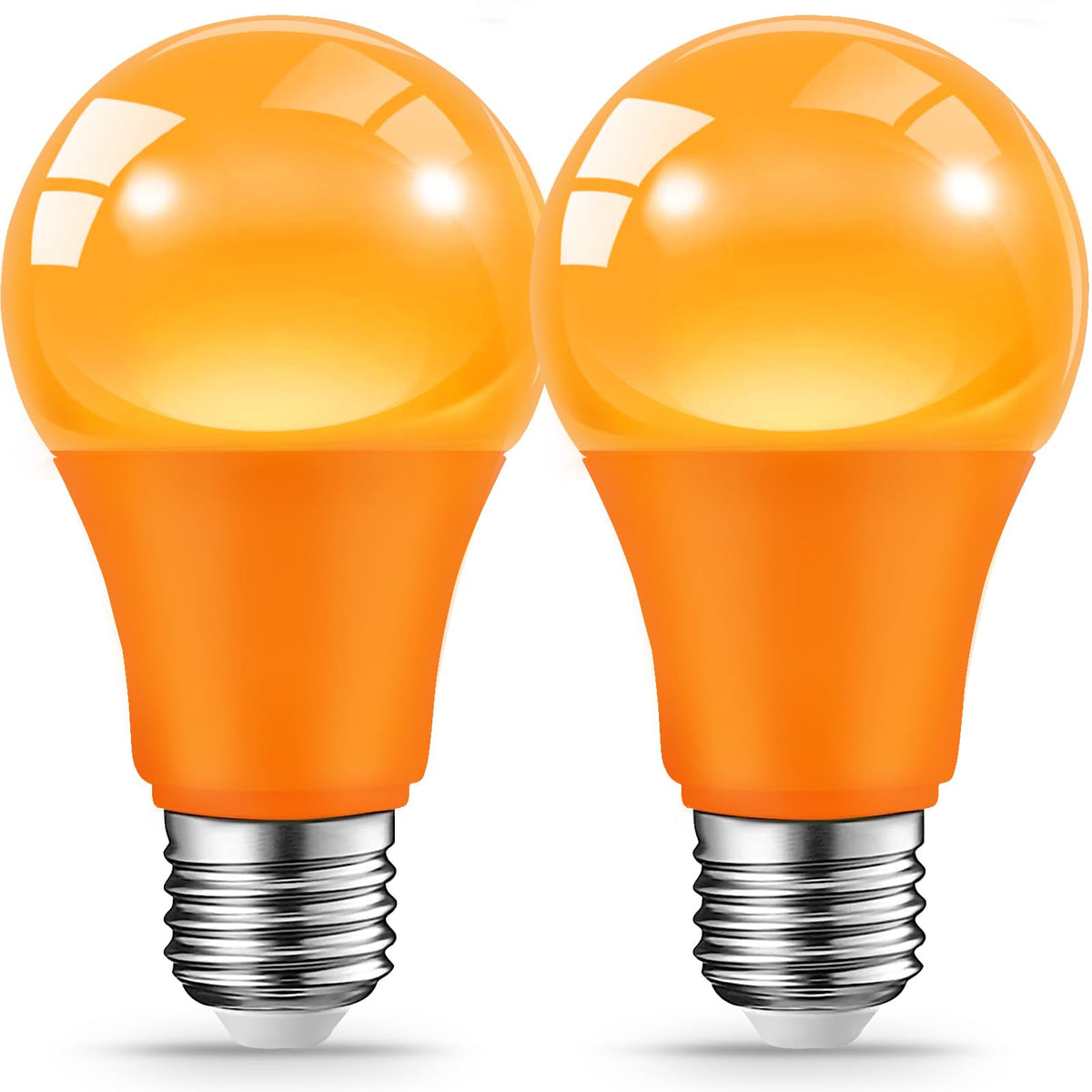 JAHEKS Orange Light Bulbs for Outdoor Porch, 9W(60W Equivalent) E26 Base LED Orange Bulb for Halloween Christmas Wedding,Party,Bar,Holiday Lighting,Home Decor, 2-Pack