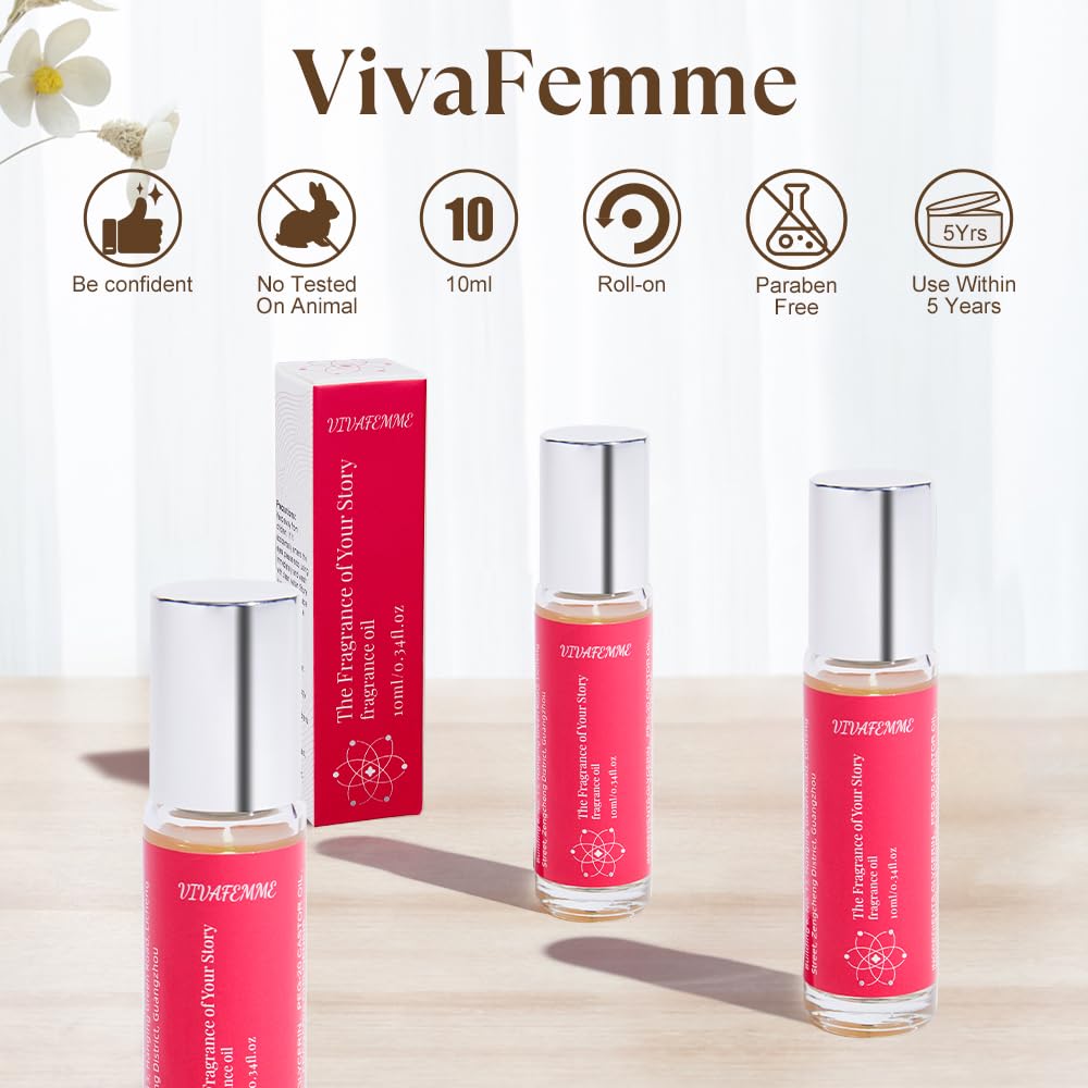VivaFemme Pheromones Perfumes for Women, Long Lasting Fruity Scent, Roll On Perfume Oil for Women enhanced scents Designed to Attract Men (Fruity)