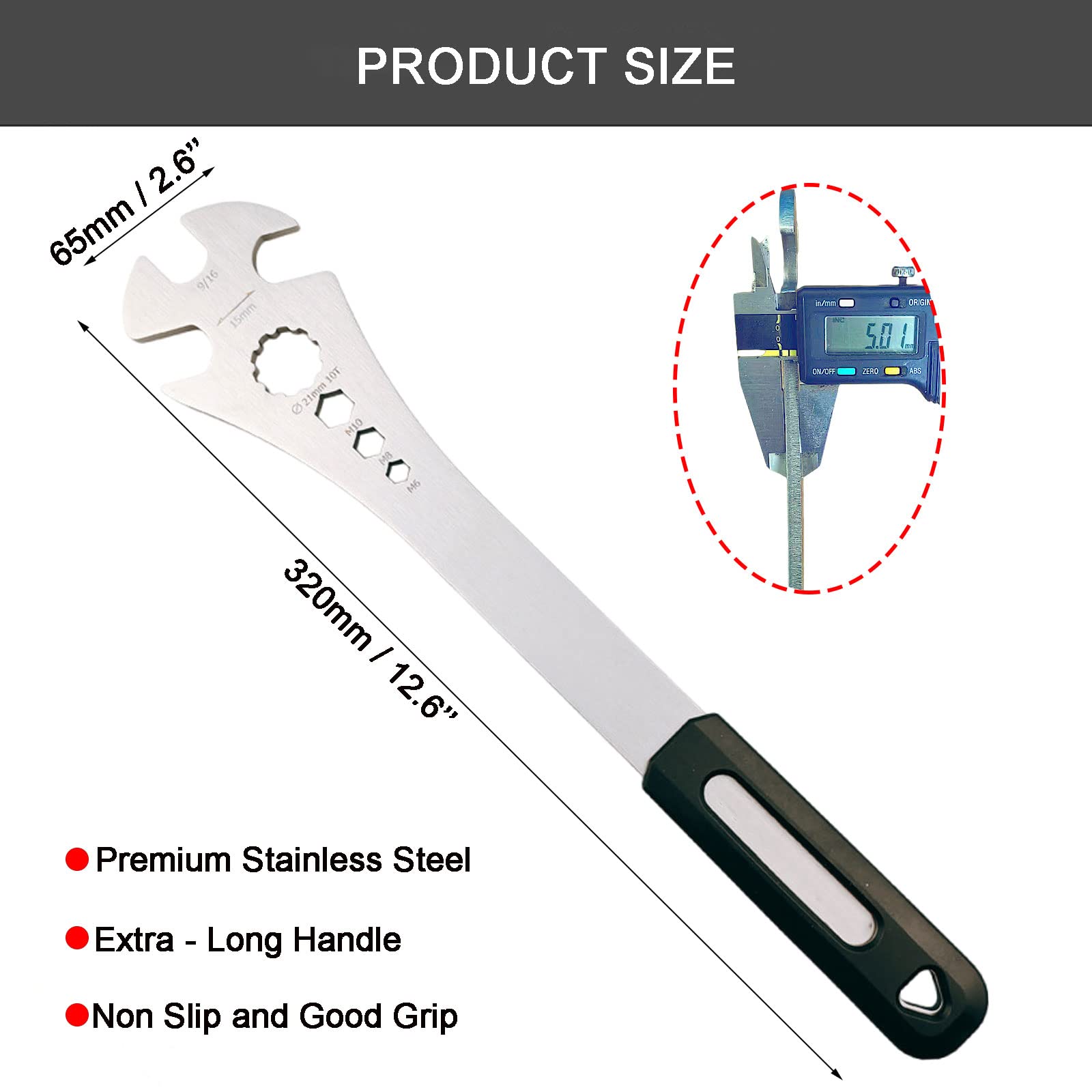 Bike Pedal Wrench, Bicycle Pedal Removal Tool with Extra Long Handle for Efficient Repair of Road and Mountain Bikes