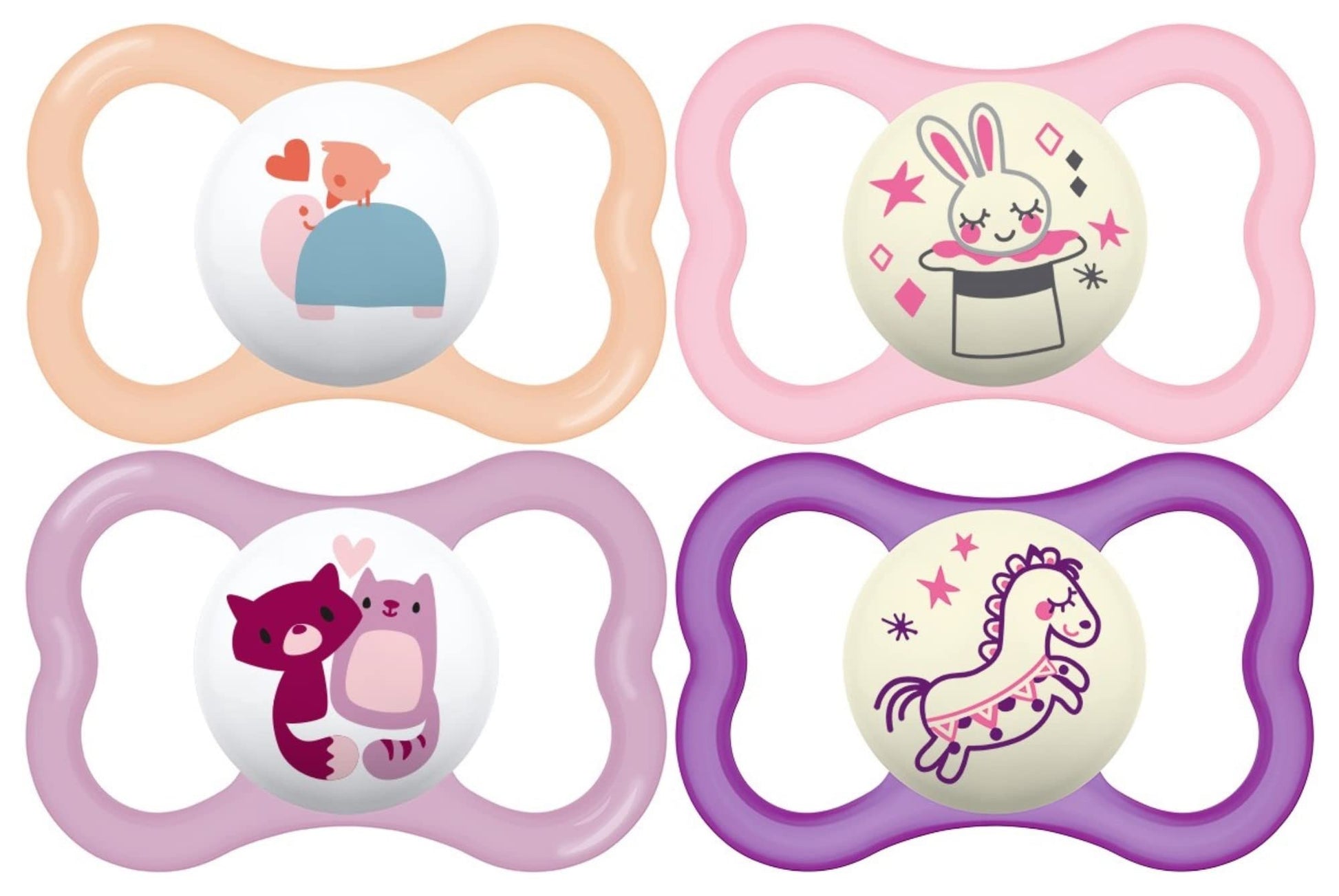 MAM Air Day & Night Baby Pacifier, for Sensitive Skin, Glows in The Dark, 16+ Months, Girl, 4 Count