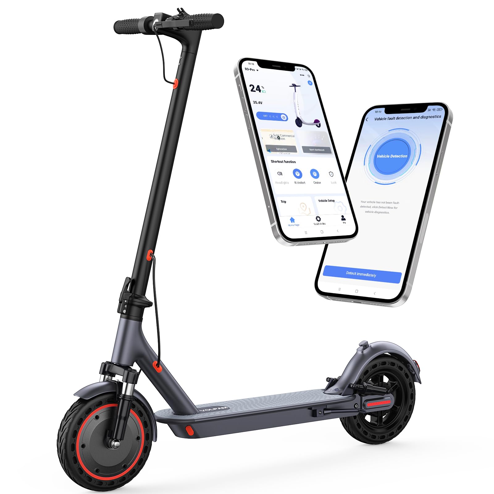 VOLPAM Elektroroller, 350W/500W, 8.5"/10" Reifen, 19/34/45 km Reichweite, 25/30/35 km/h, faltbarer E-Scooter mit Doppelbremssystem