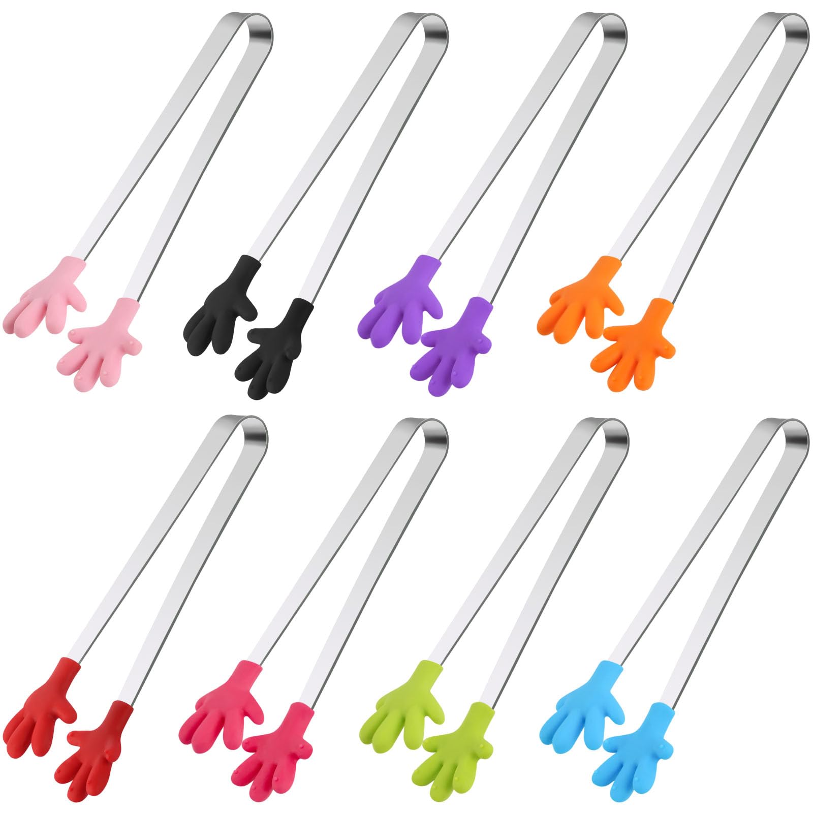 Shindel Small Tongs, 5.1 Inch Mini Tongs for Kids, Cute Kitchen Gadgets for Serving Candy, Appetizers, Snack, Chip, Pickle, Fruit, Ice Cube, Great for Fine Motor