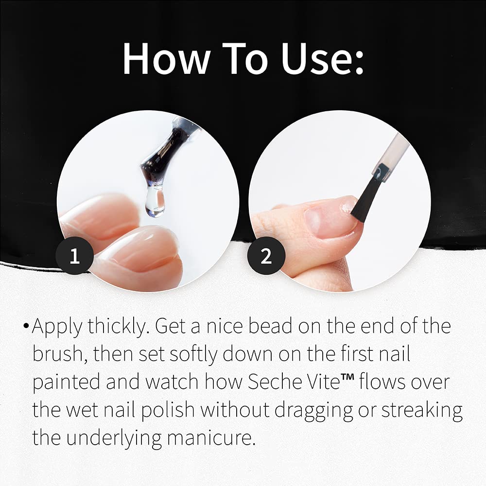 Seche Vite Dry Fast Top Coat Nail Polish - Quick Dry, Long Lasting, Clear Nail Polish, Made in the USA, 0.5 fl oz