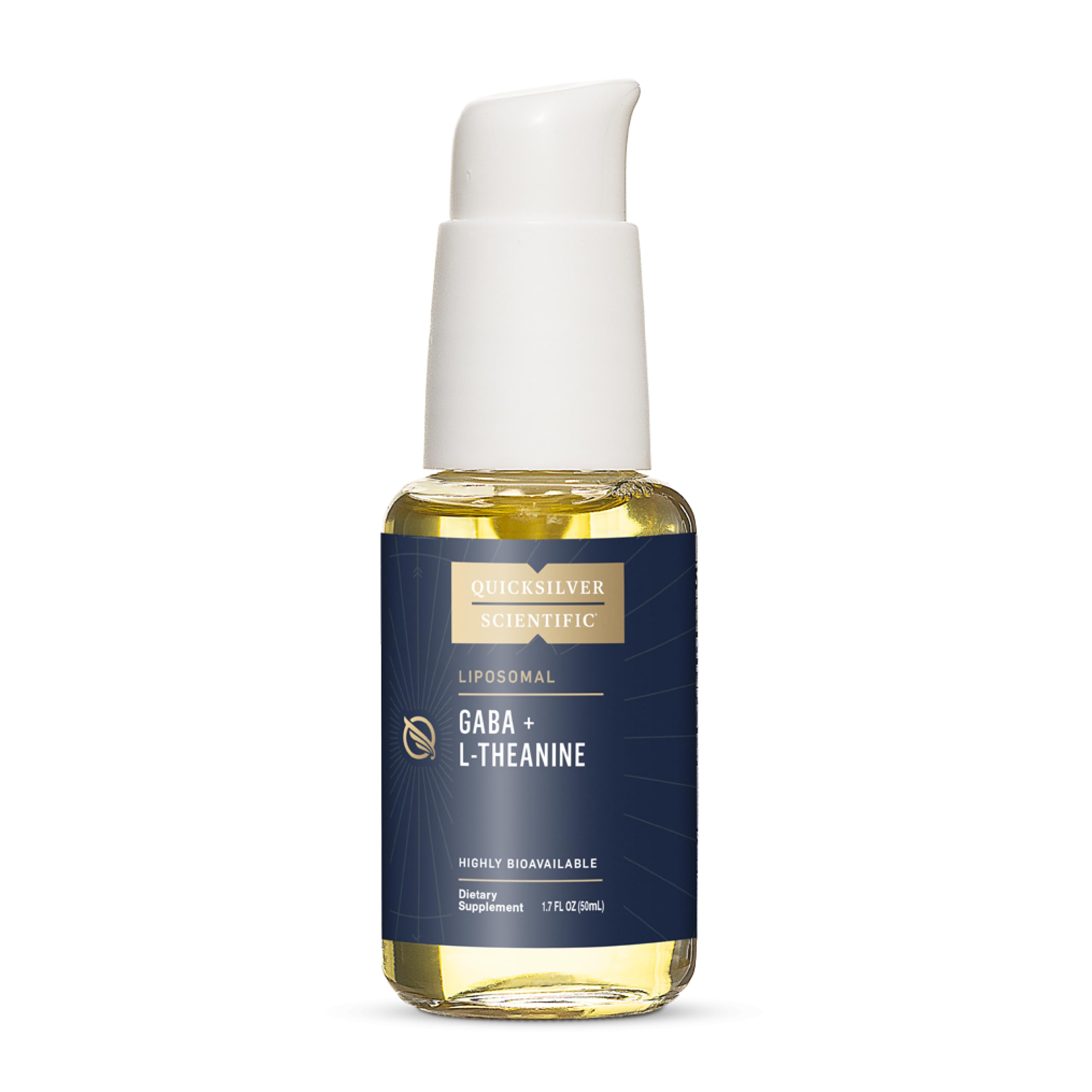 Quicksilver Scientific Liposomales GABA + L-Theanin - Ruhe, Stressreaktion & Gehirnunterstützung - Bioverfügbares GABA-Ergänzungsmittel mit L-Theanin 100mg (1,7oz/50ml)