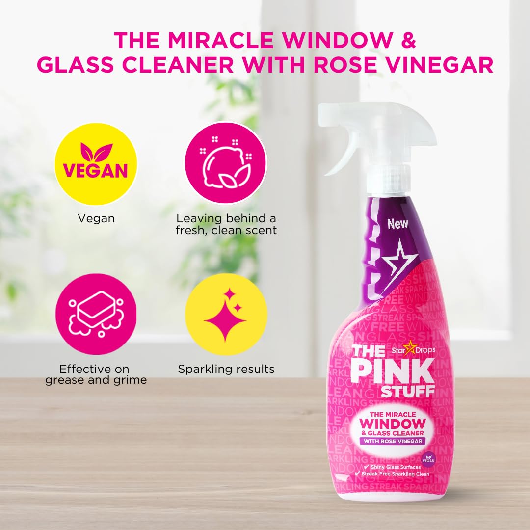 Stardrops - The Pink Stuff - The Miracle Cleaning Paste, Multi-Purpose Spray, Bathroom Foam Spray, Window & Glass Cleaner, and Cream Cleaner Bundle