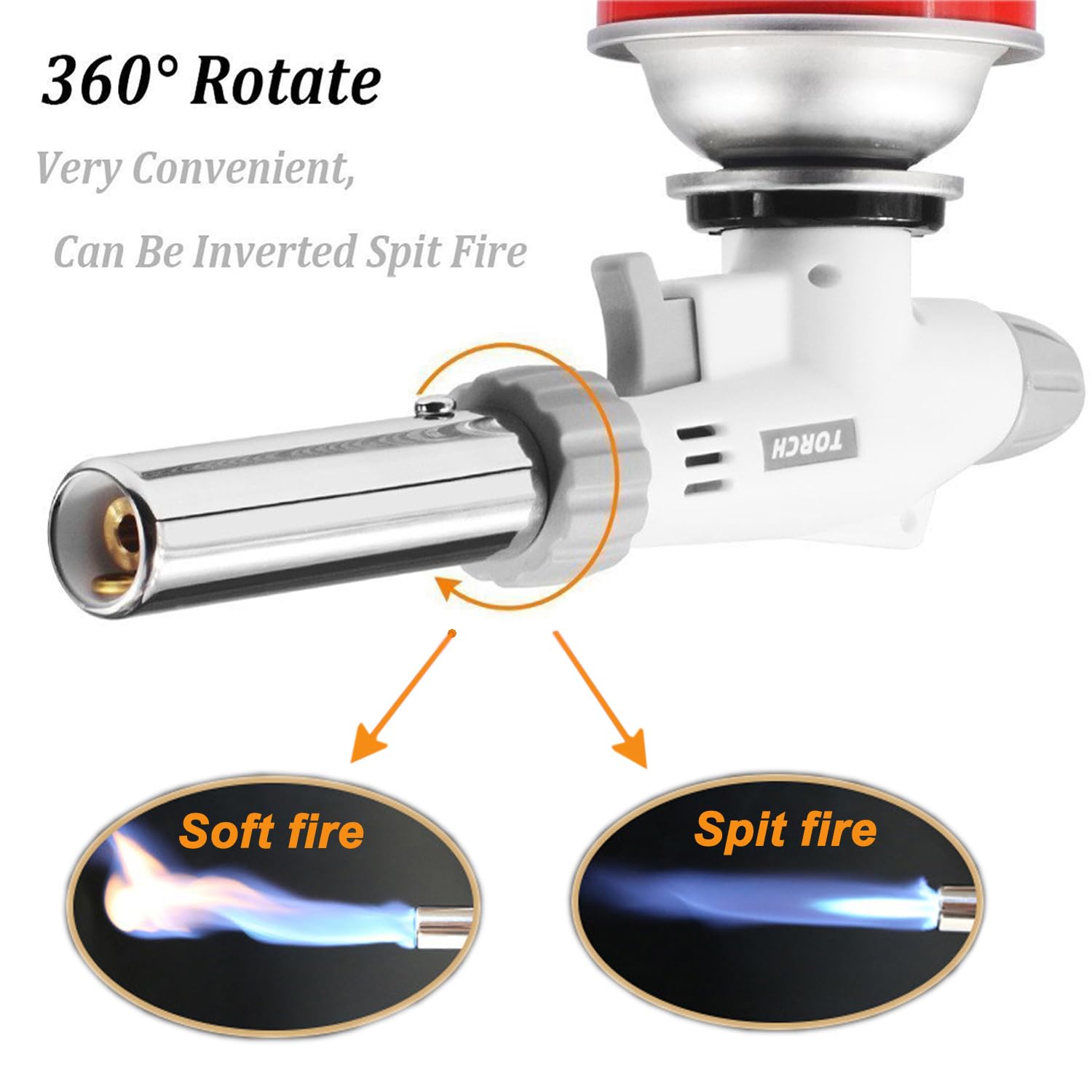 FunOwlet Butane Torch, Reverse Use Culinary Kitchen Blow Lighter with Adjustable Flame, Butane Fuel Not Included, Ideal for Chef Cooking, Creme, Brulee, BBQ, Baking, Jewelry