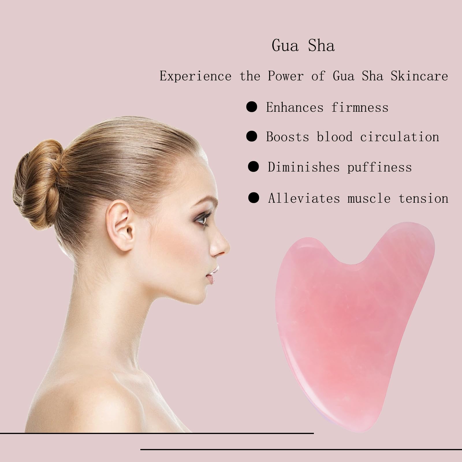YAMHOHO Gua Sha Jade Stone Gua Sha Massage Tool, Guasha Tool for Face and Body Skin Massage. Tools for SPA Acupuncture, Pink Stone for Body Face Neck and Eye, Skin Care Gift for Woman (Pink)