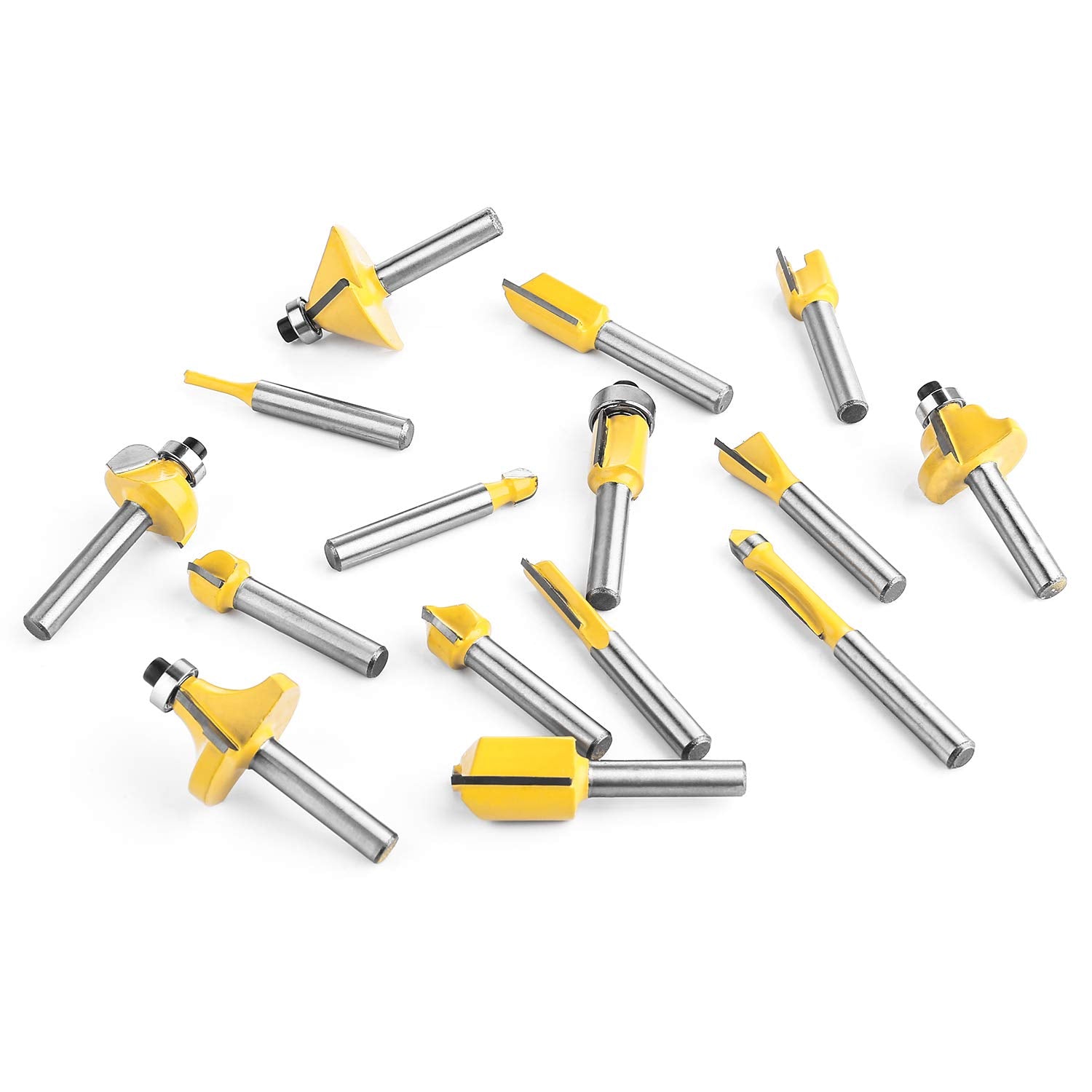 KOWOOD Router Bits Set of 15 Pieces 1/4 Inch Woodwork Tools for Beginners