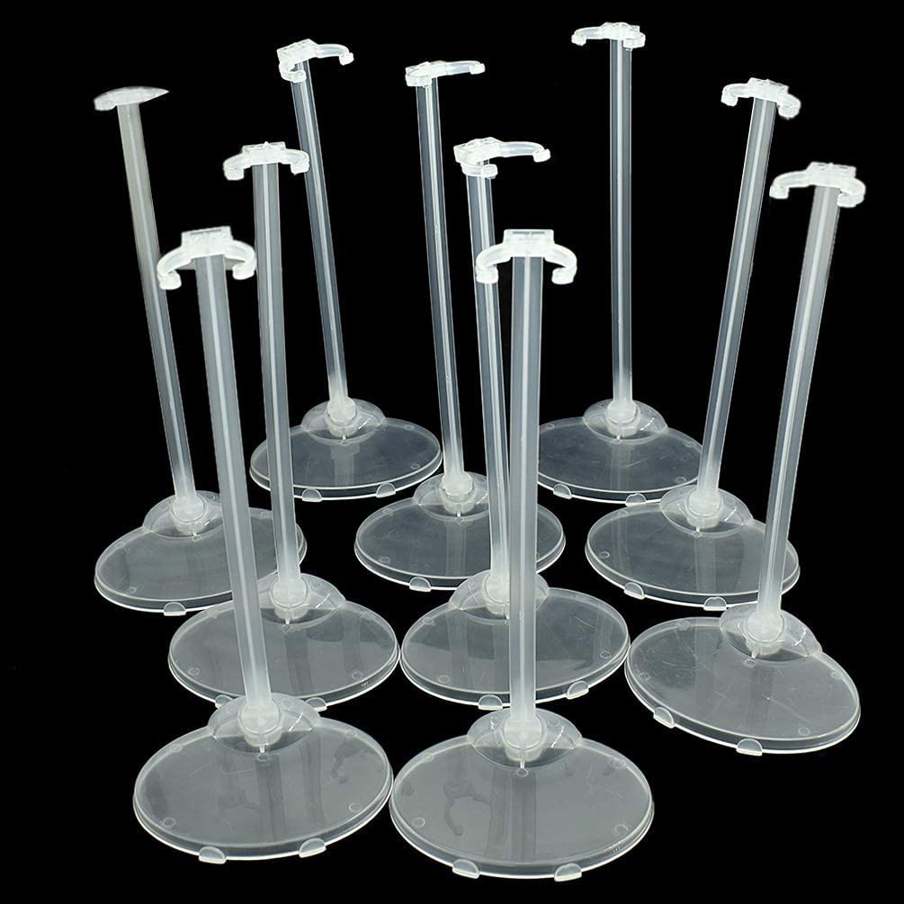 Qlychee 10 Stück transparenter Ständer für Puppen Mini Display Halter