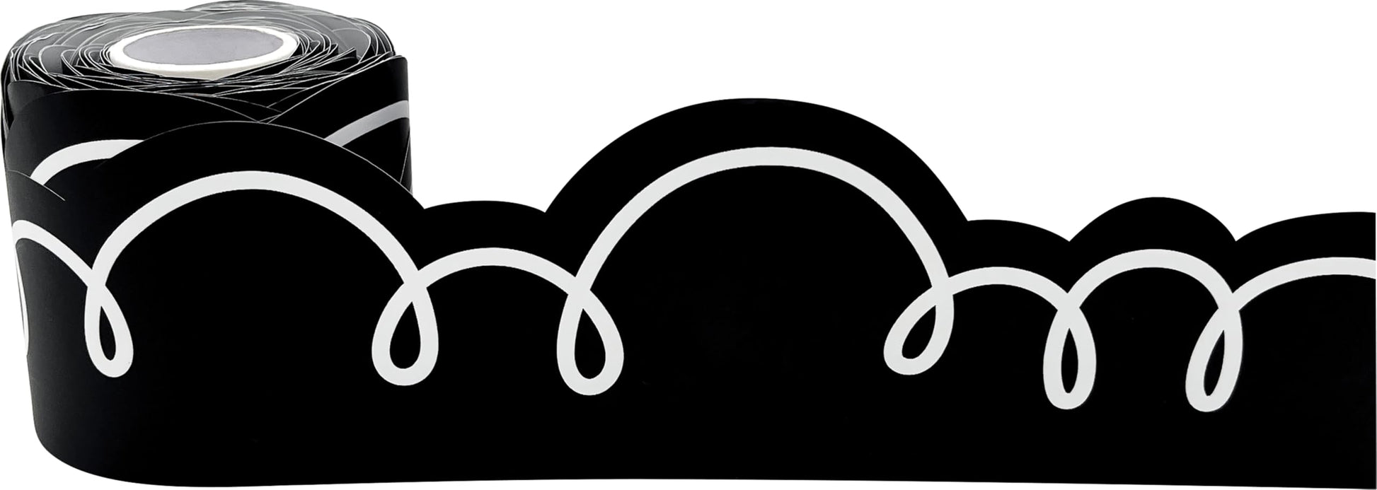 Teacher Created Resources Black with White Squiggles Die-Cut Rolled Border Trim - 50ft - Decorate Bulletin Boards, Walls, Desks, Windows, Doors, Lockers, Schools, Classrooms, Homeschool & Offices