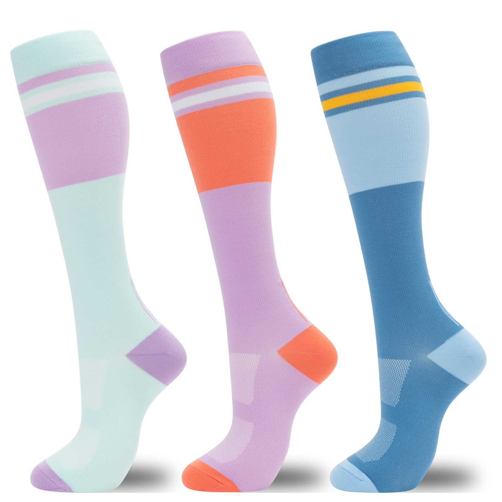 fenglaoda Compression Socks for Women Men 3 Pairs Graduated Compression Support Circulation Socks for Nurses
