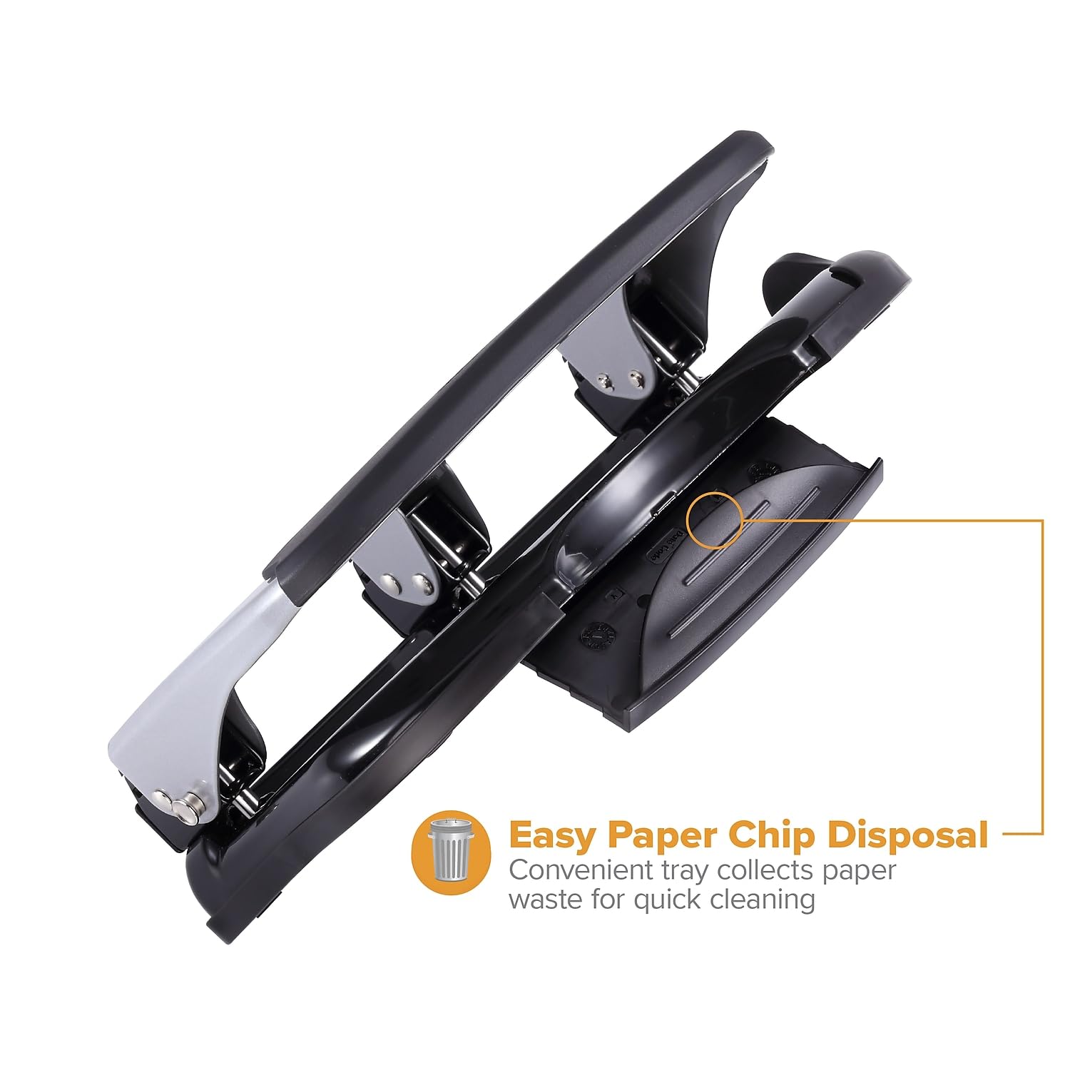 Bostitch Office EZ Squeeze Heavy Duty 3 Hole Punch, 40-Sheet Capacity, Use Less Force, Perfect for Home Office School Supplies, Sleek Design, Silver