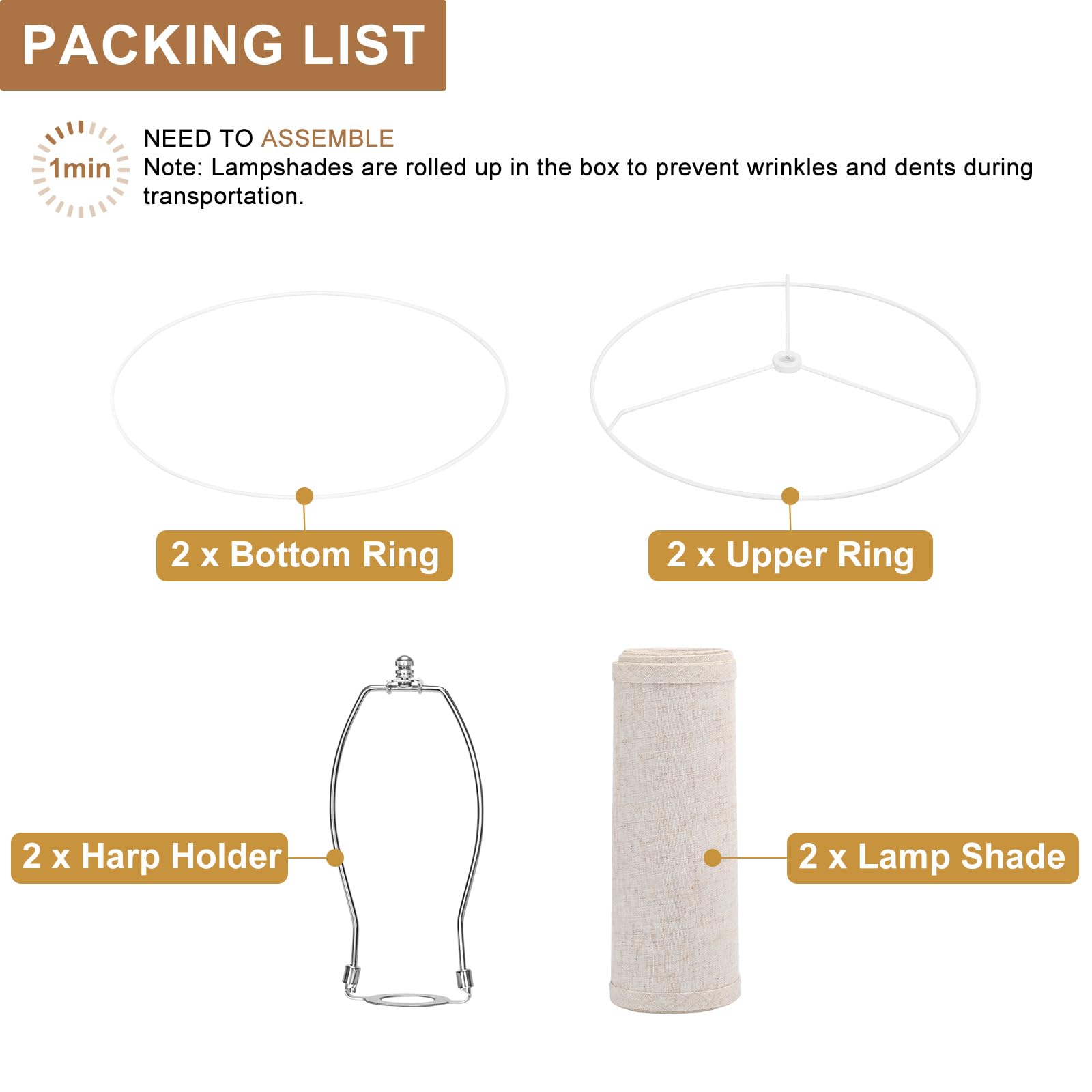 Lampshades Set of 2, Drum Lampshades 11.6" Top x 12.6" Bottom x 9.8" High, Seaside village Medium Lampshades (Spider Fitter), Beige Lampshades Natural Linen Hand Crafted, Easy Assembly Required