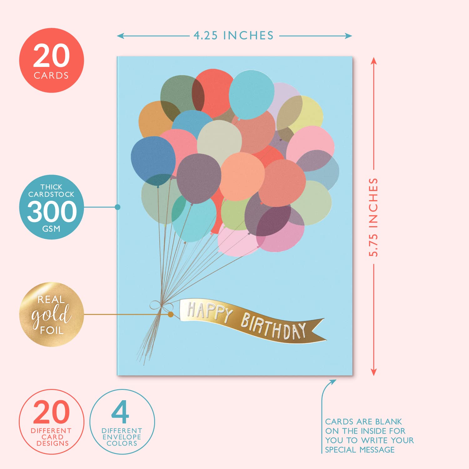 Sweetzer & Orange Happy Birthday Cards with Envelopes & Assortment Box. Variety Set of 20 Assorted Birthday Cards with Envelopes, Perfect Bulk Pack for Celebrations, Special Occasions, Friends