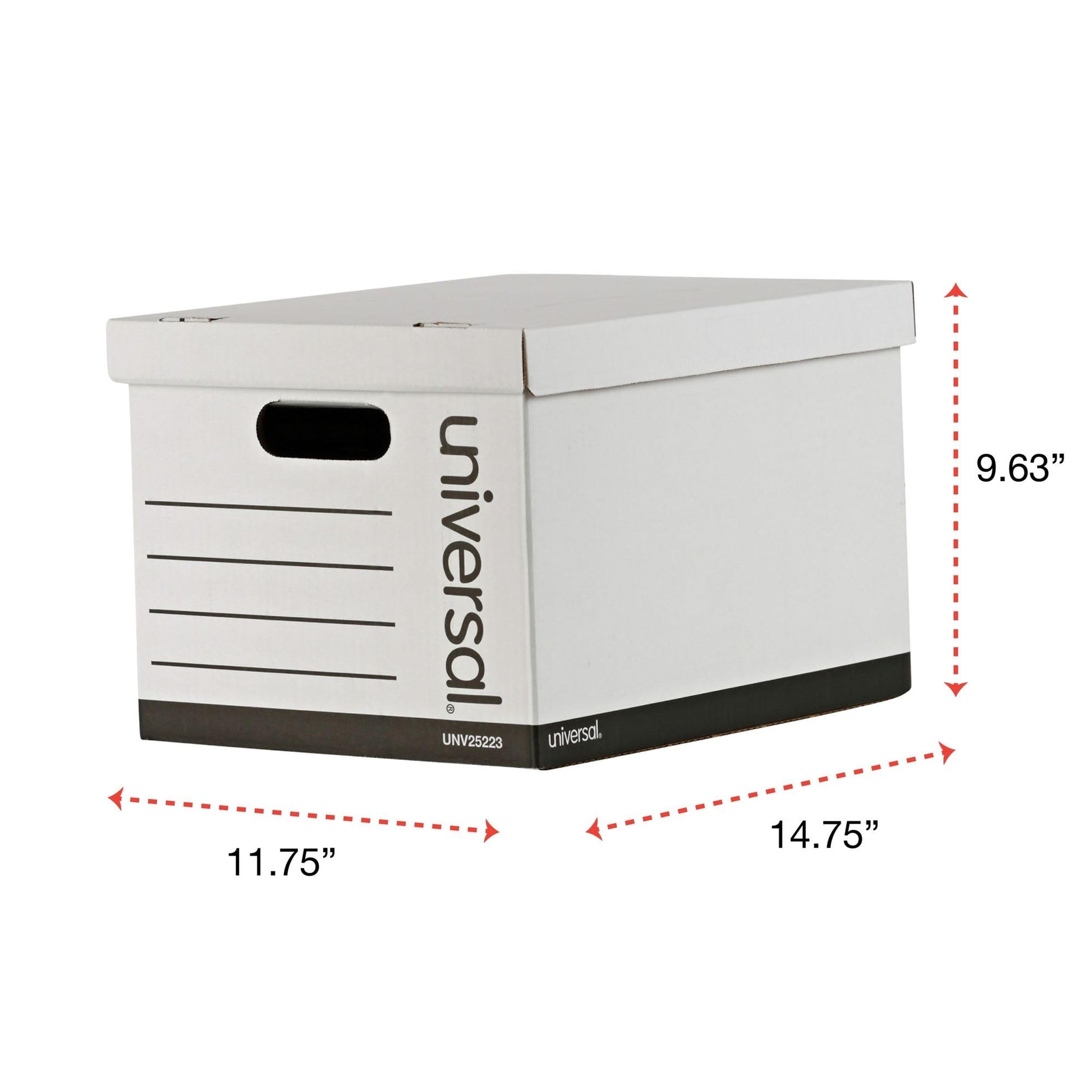 Universal Basic-Duty Economy Record Storage Boxes, 10 Pack, Letter/Legal Files, 12" x 15" x 10", White,
