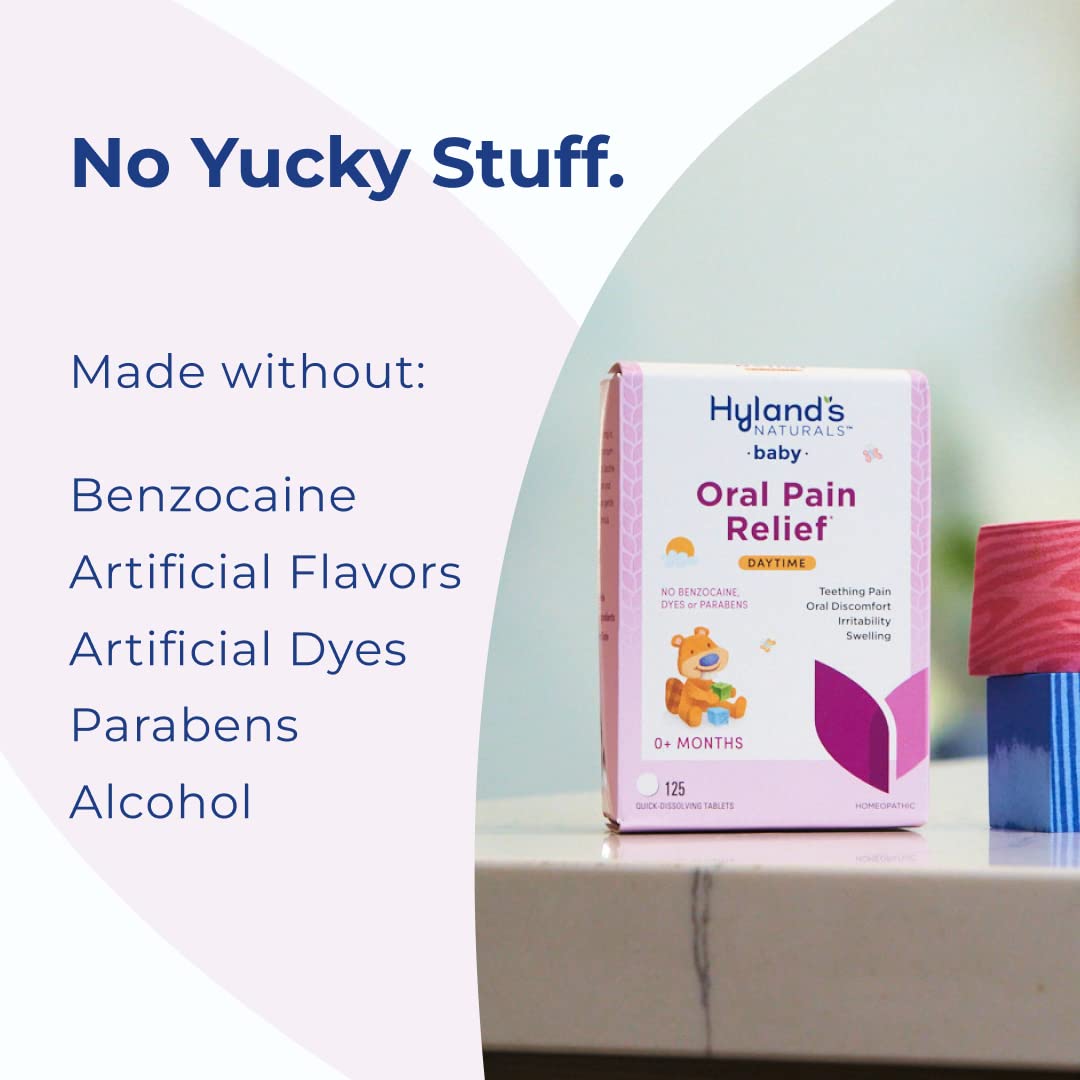 Hyland's Baby Nighttime Soothing Tablets with Chamomilla, Natural Relief of Oral Discomfort, Irritability, and Swelling, Up to 62 Doses (Pack of 1, 125 Count Total)