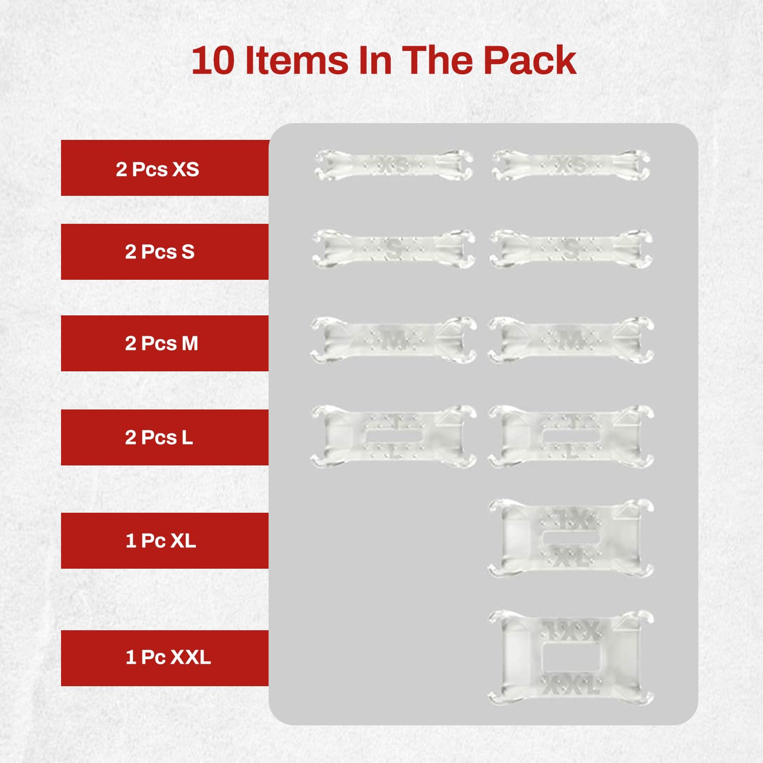 Chrome Cherry Ringo, Invisible Ring Size Adjuster for Loose Rings with 6 Sizes, Clear Ring Band Sizer Guard for Loose Jewelry, Multipack, 10 Count