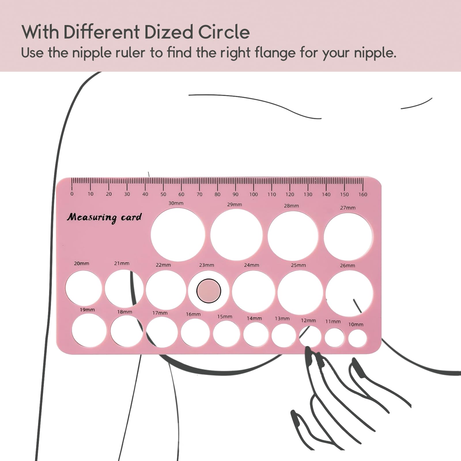Luxemum Nipple Rulers, Flange Inserts Sizing Measurement Tool for Breast Pump, Soft Silicone Flange Size Measure, Nipple Measuring for New Mums/Women