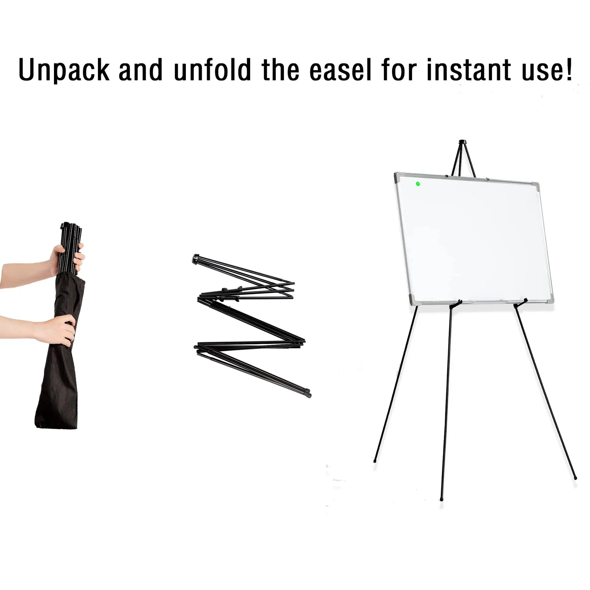 JNZYB Easel Stand for Display Wedding Sign & Poster - 63 Inches Tall Easle for Display Holder - Portable Collapsable Poster Easel - Floor Adjustable Metal Painting Easels Tripod Black