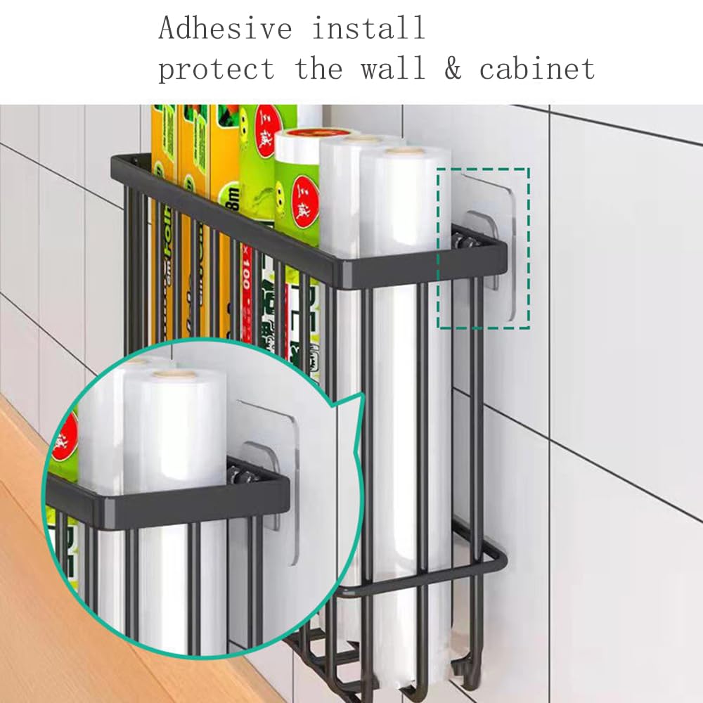 EigPluy 2 Piece Kitchen Cabinet Door Storage Box,Self Adhesive Wall Mounted Storage Boxes,Wardrobe/Bathroom/Refrigerator Small Items Organizer Storage Box (Black)