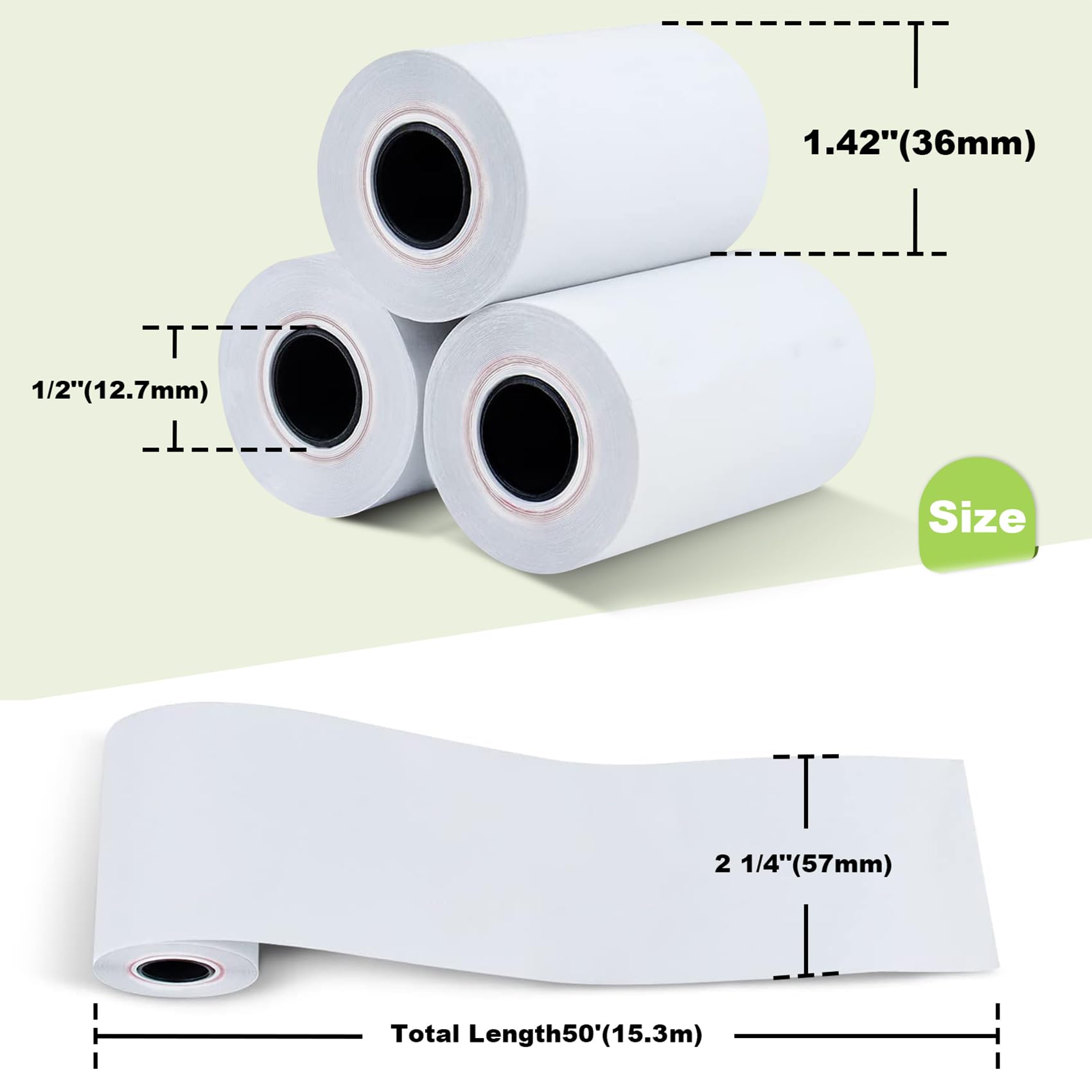 MFLABEL 2 1/4" Thermal Paper Rolls - 50 Rolls of 2.25 x 50' Credit Card Receipt Paper, Compatible with Clover POS, Visa/MasterCard Terminals, & Standard Credit Card Machines
