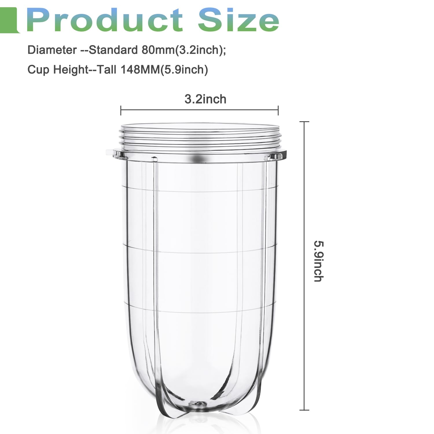 2 PCS Replacement Cups For Magic Bullet Replacement Parts 16OZ Blender Cups Jar compatible with 250W Magic Bullet MB1001 Series Juicer Mixer