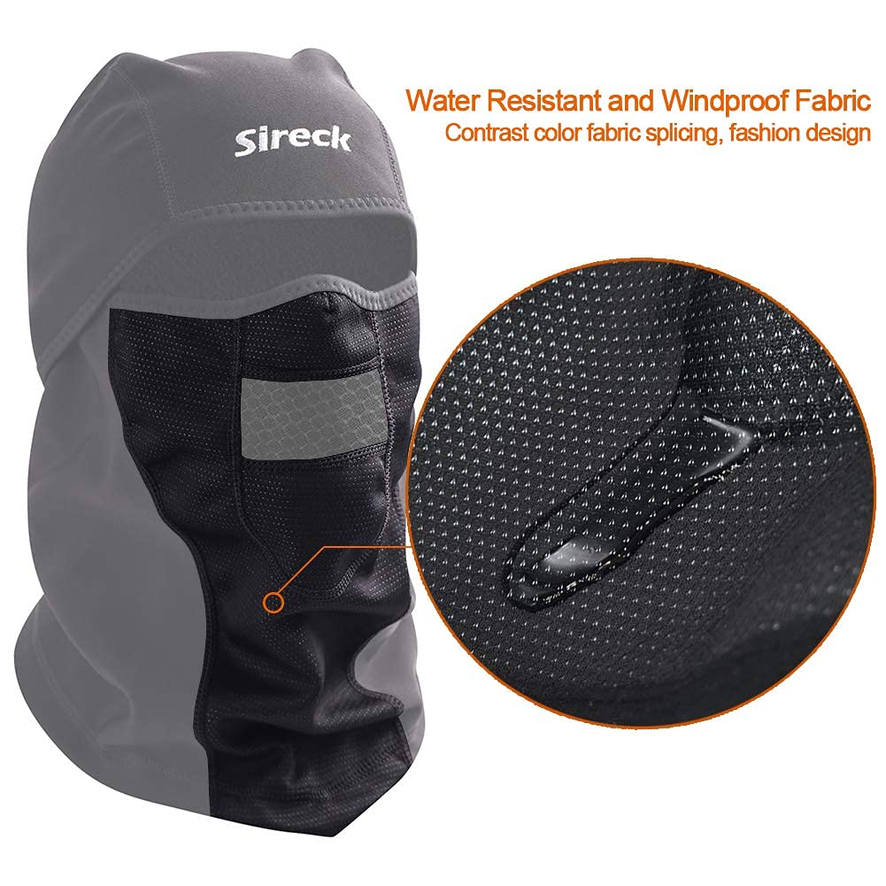 Sireck Cold Weather Balaclava Ski Mask, Water Resistant and Windproof Fleece Thermal Face Mask, Cycling Motorcycle Neck Warmer Hood Winter Gear for Men Women