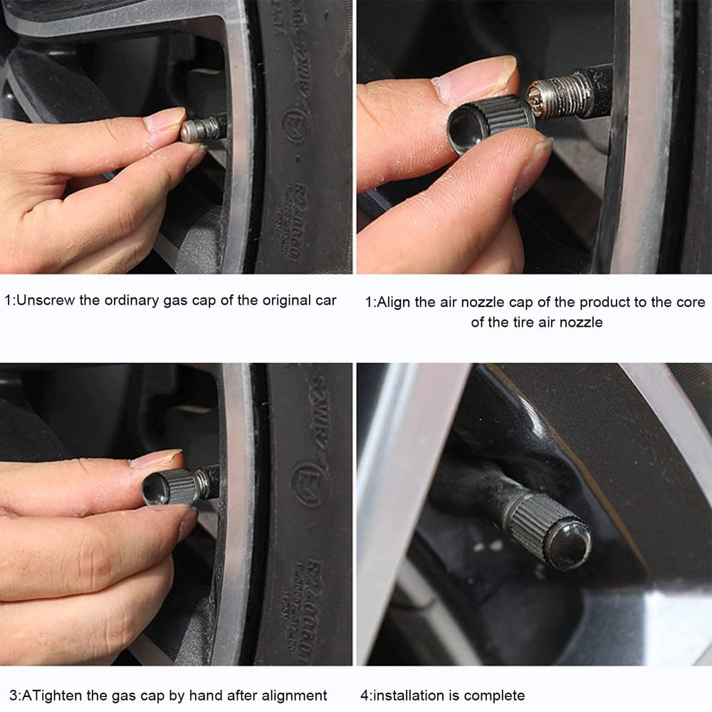 Tire Valve Stem Caps The Upgraded Version has a Sealing Ring for Car, Motorbike, Trucks, Bike, Bicycle （Black） (24)