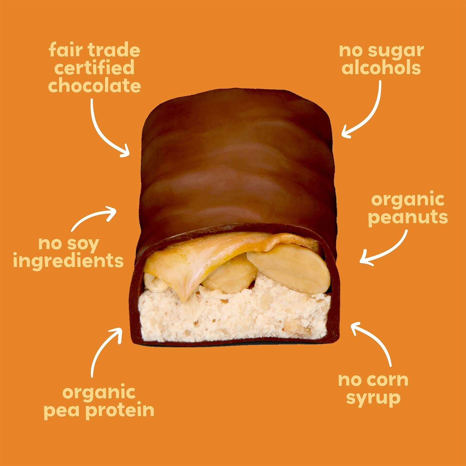 UNREAL Dark Chocolate Caramel Peanut Nougat Bars (1 Bag), 70% Organic Ingredients, Fair Trade, Non-GMO, No Corn Syrup, Sugar Alcohols, Soy, 3.4oz