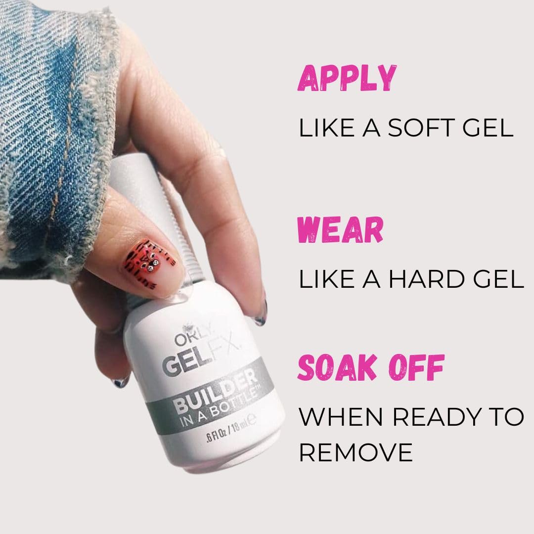 Orly Builder In A Bottle Soak-Off Sculpting Gel For Quick Nail Extension, Repair And Strengthening | Long-Lasting Builder Gel With Brush-On Application | Salon-Quality Nails At Home (18ml)