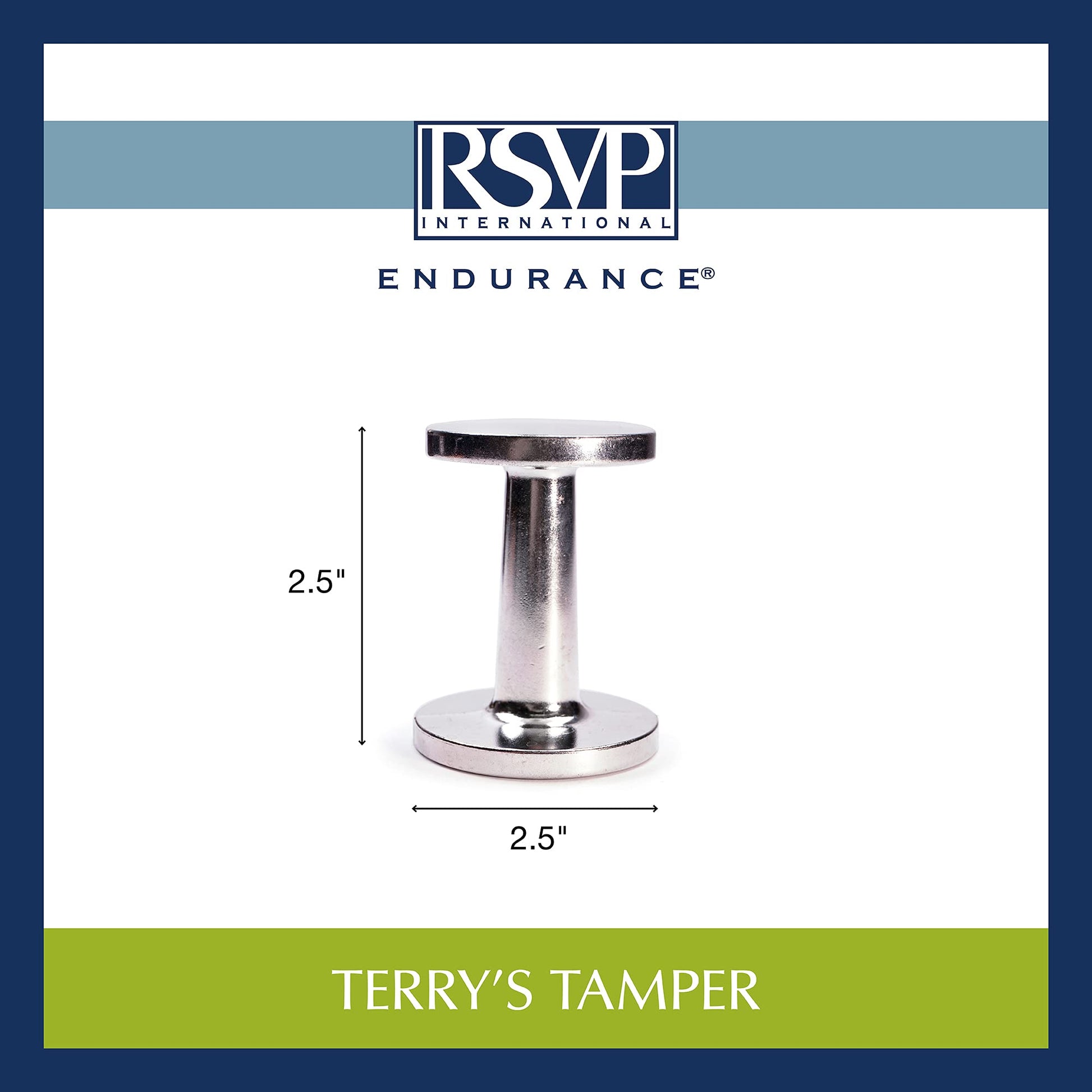 RSVP International Espresso Coffee Kitchen Tool Home and Commercial Use, Dual Sided Tamper, Aluminum Alloy
