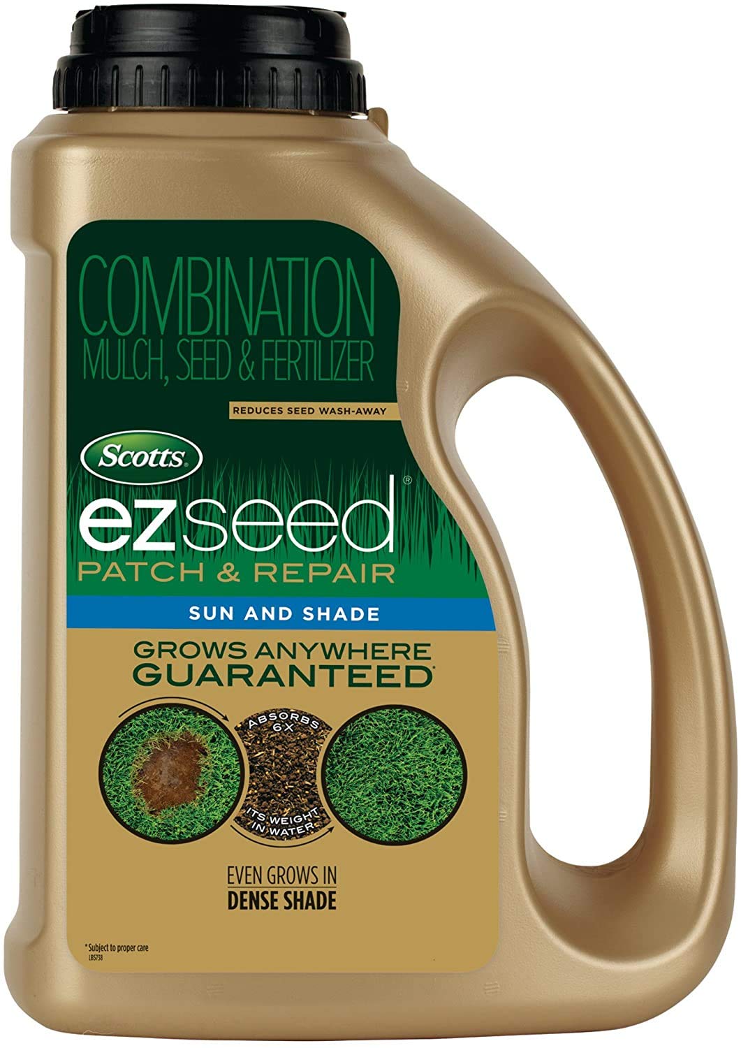 Scotts EZ Seed Patch & Repair Sonnen- und Schattenrasen-Mulch, Rasensamen, Dünger-Kombination für kahle Stellen und Reparaturen, 1,7 kg, Braun
